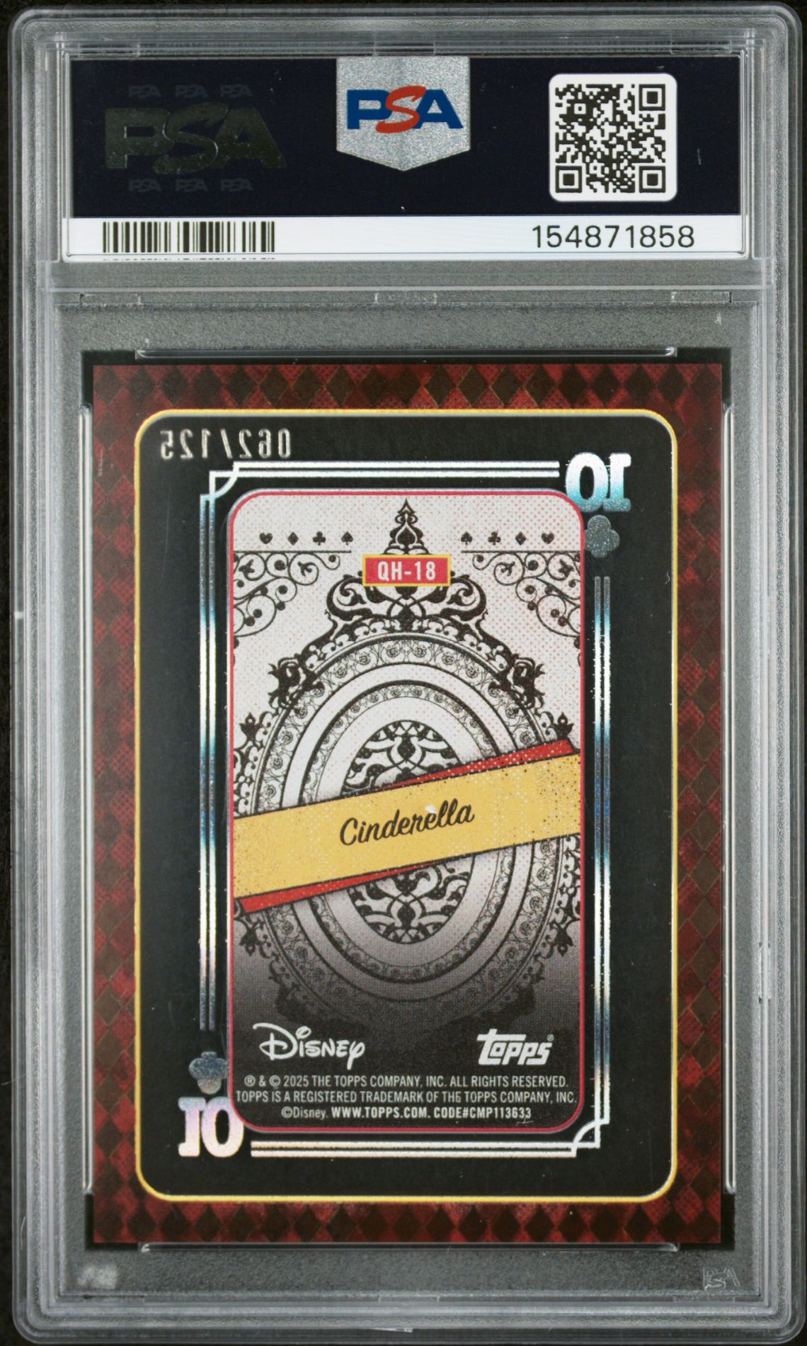 2025 Topps Mint Disney Queen Of Hearts Playing Card Cinderella #Qh-18 Nm-Mt 8 back