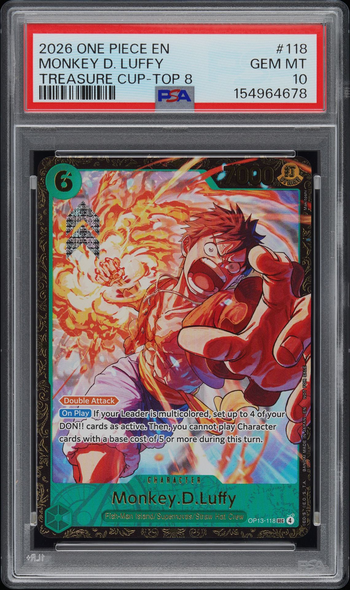 2026 One Piece ONE PIECE PROMOS TREASURE CUP-TOP 8 #118 Monkey D. Luffy front