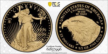 2026-W $25 Gold Eagle w/ Liberty Bell 250 Privy First Strike PR70DCAM