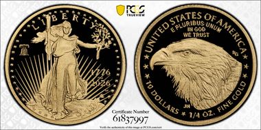 2026-W $10 Gold Eagle w/ Liberty Bell 250 Privy First Strike PR70DCAM
