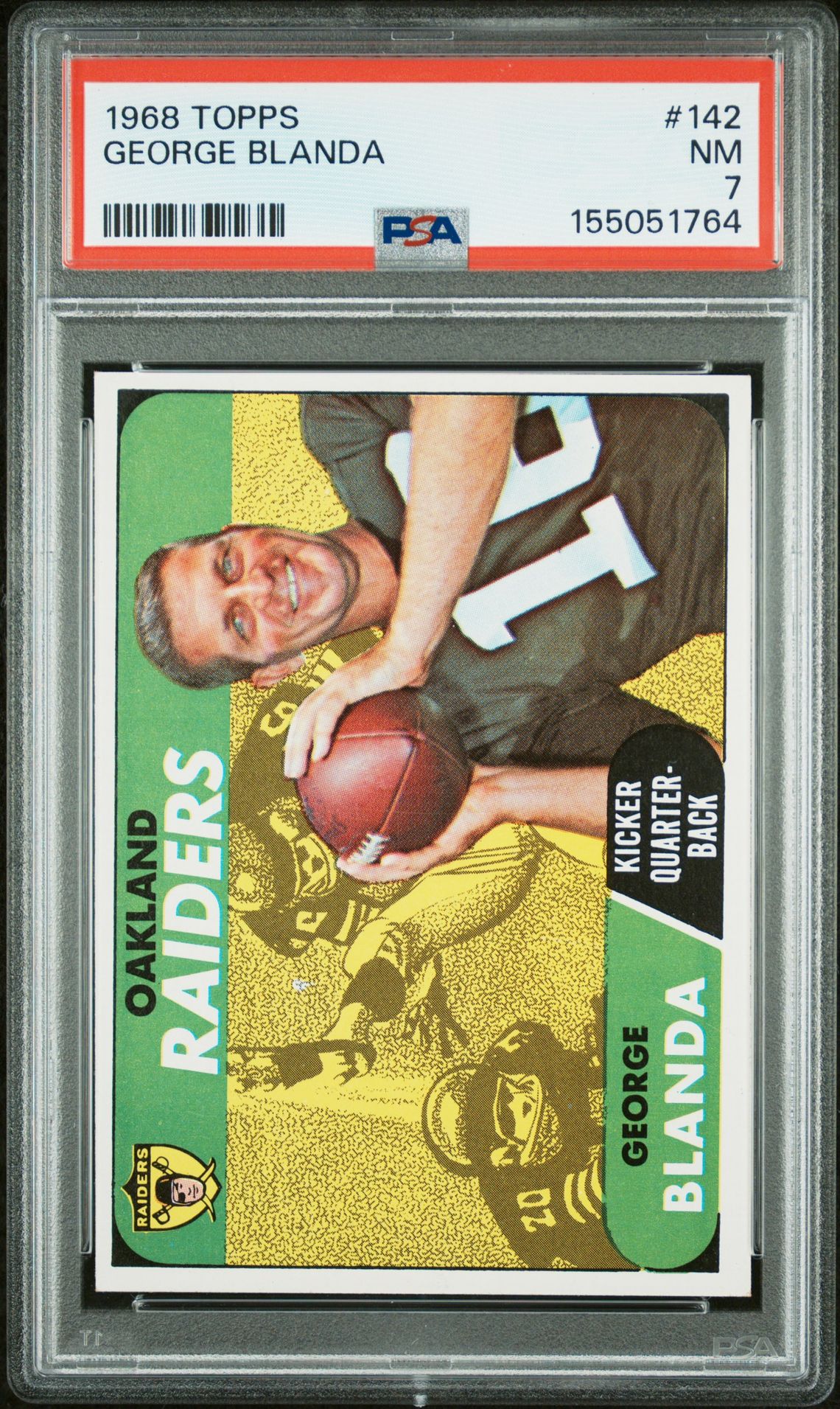 1968 Topps George Blanda #142 Nm 7 front