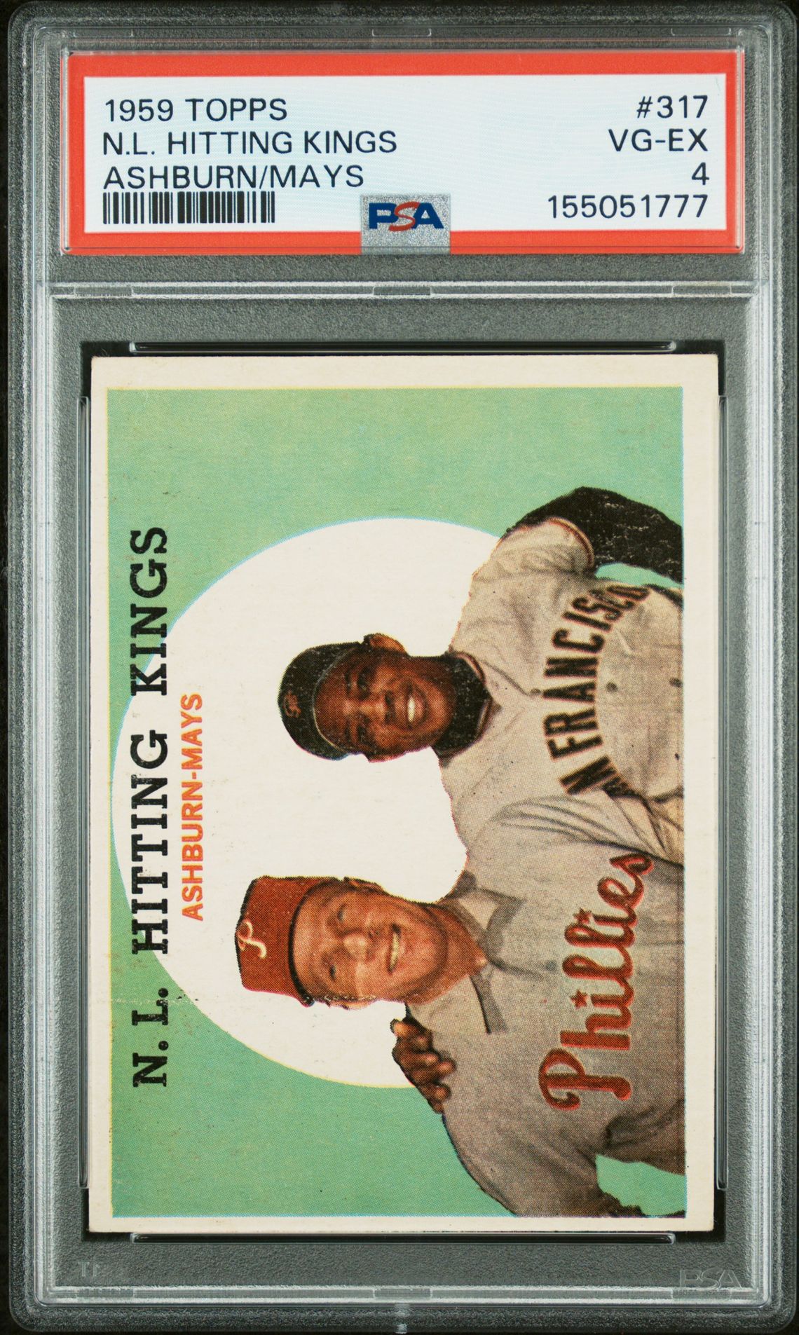 1959 Topps N.l. Hitting Kings #317 (Ashburn/Mays) Vg-Ex 4 front