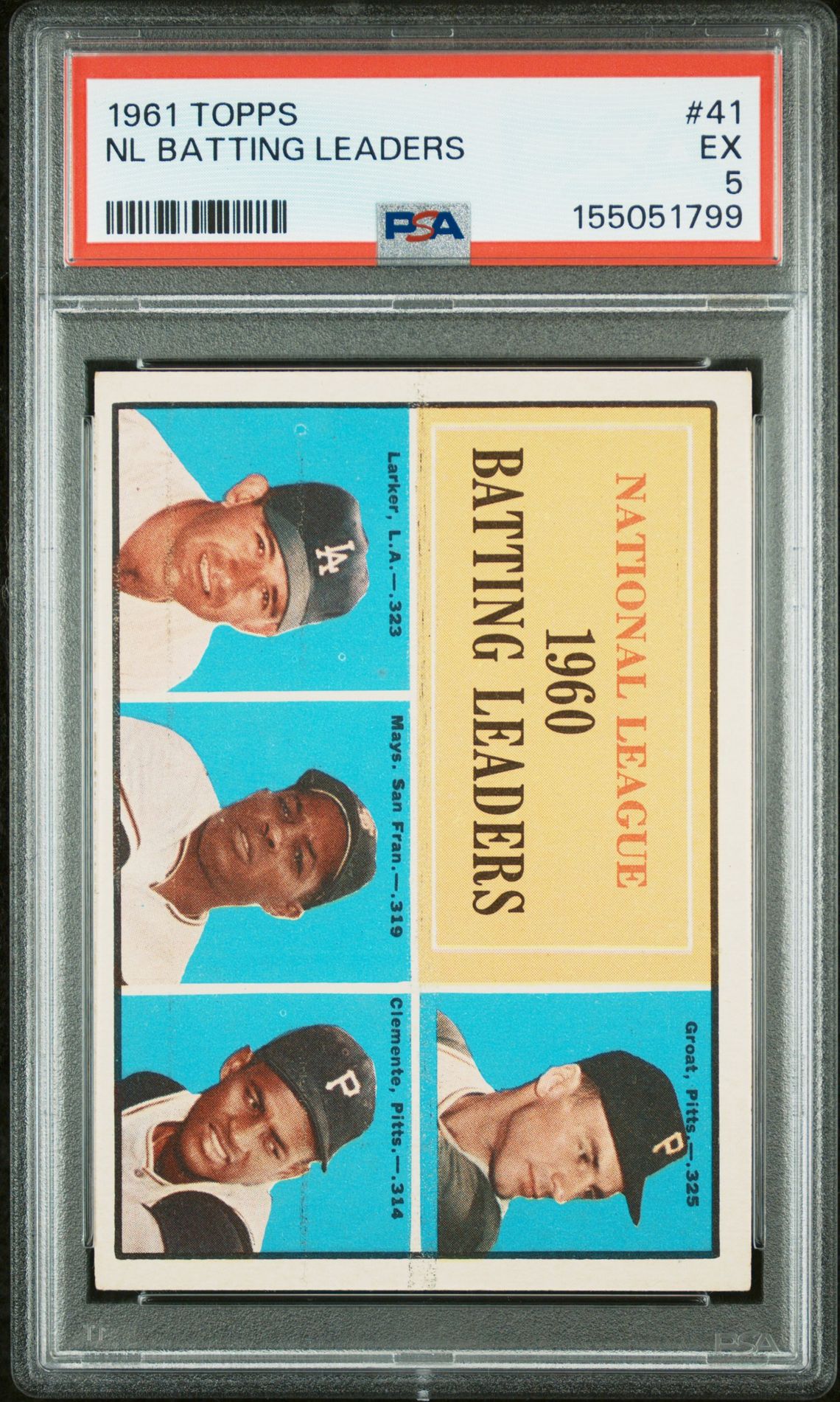 1961 Topps Nl Batting Leaders #41 Ex 5 front