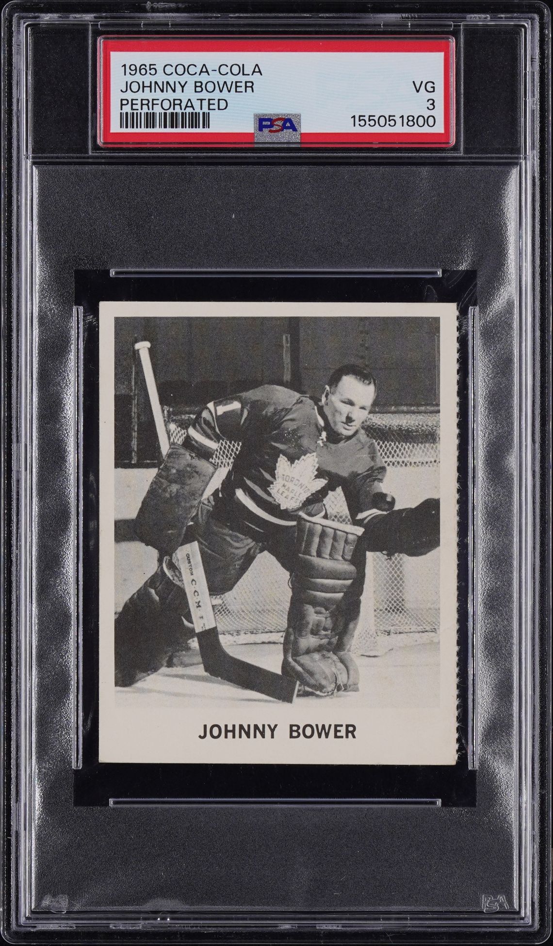 1965 Coca-Cola Johnny Bower (Perforated) Vg 3 front