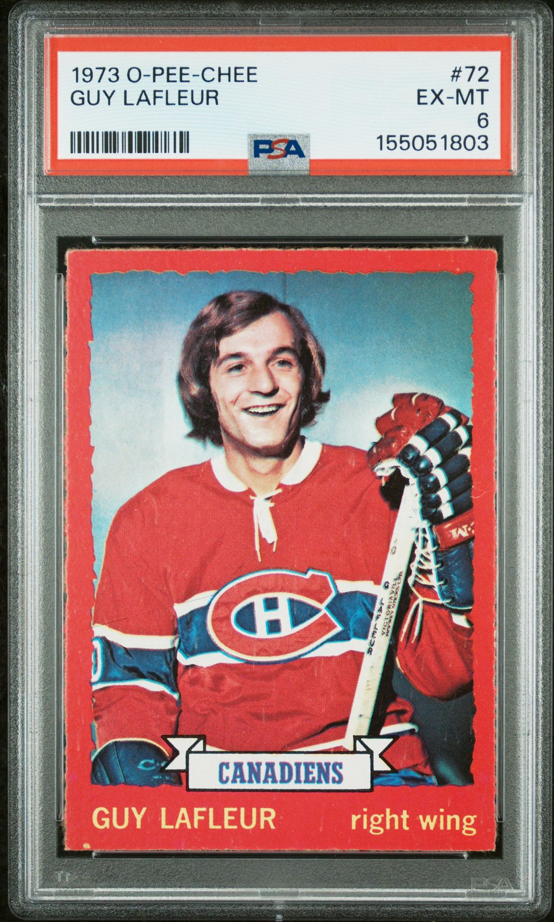 1973 O-Pee-Chee Guy Lafleur #72 Ex-Mt 6 front