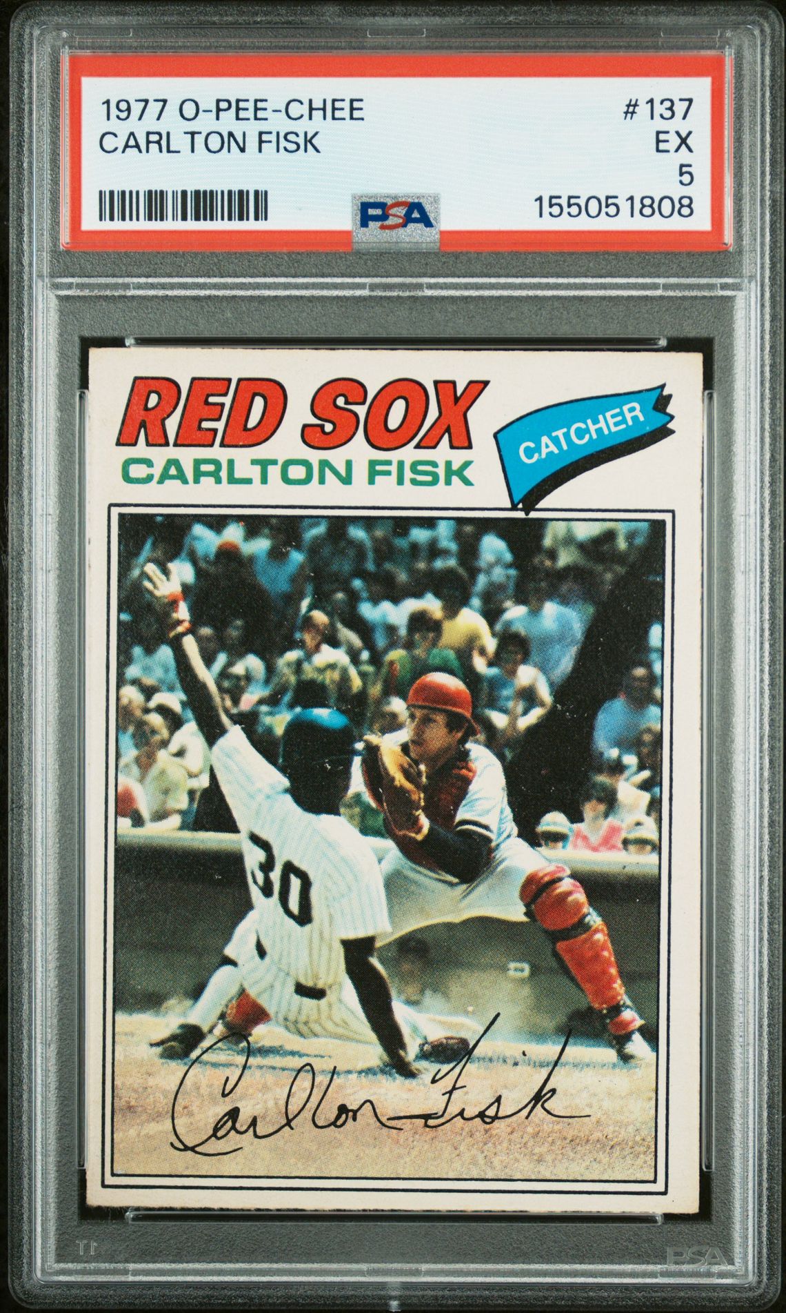 1977 O-Pee-Chee Carlton Fisk #137 Ex 5 front