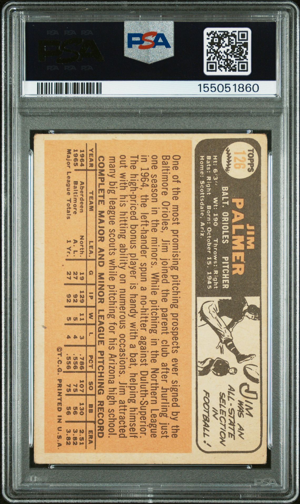 1966 Topps Jim Palmer #126 Good 2 back