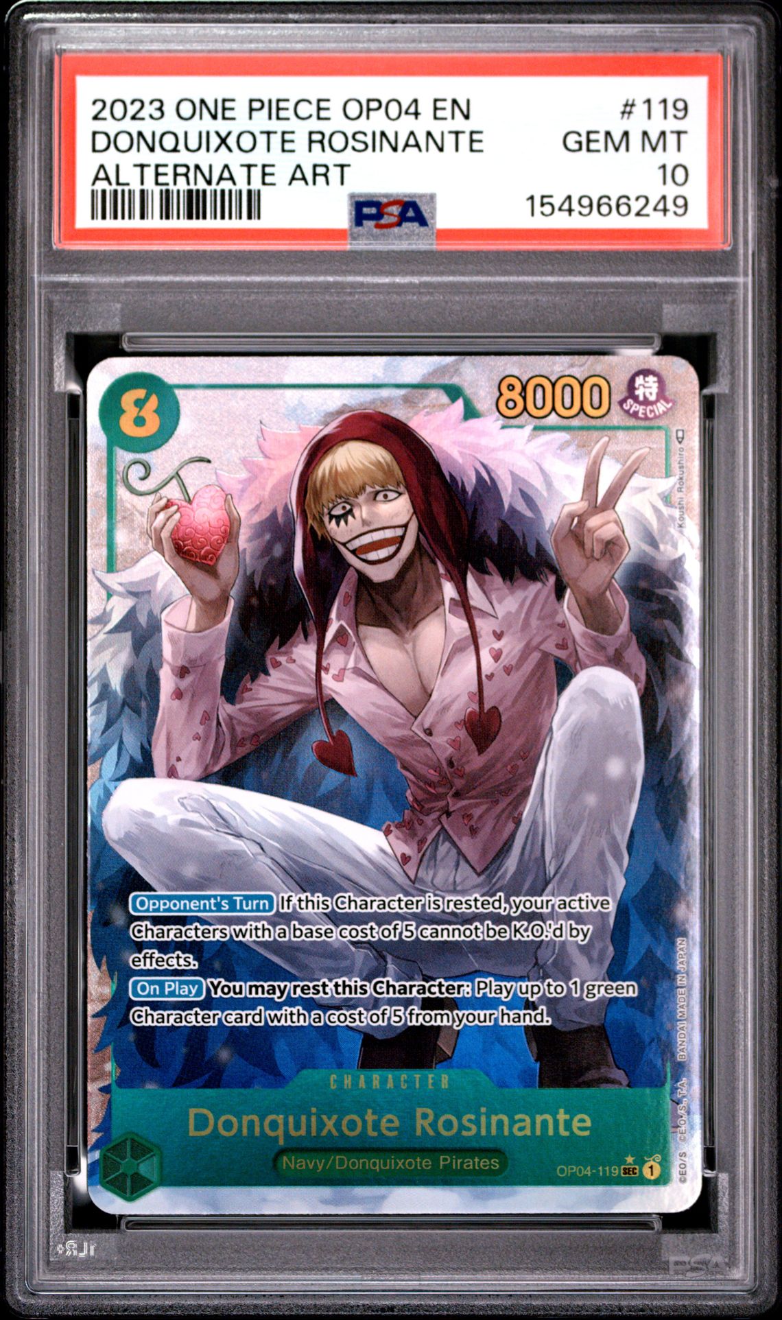 2023 One Piece Op04-Kingdoms Of Intrigue Donquixote Rosinante #119 (Alternate Art) Gem Mt 10 front