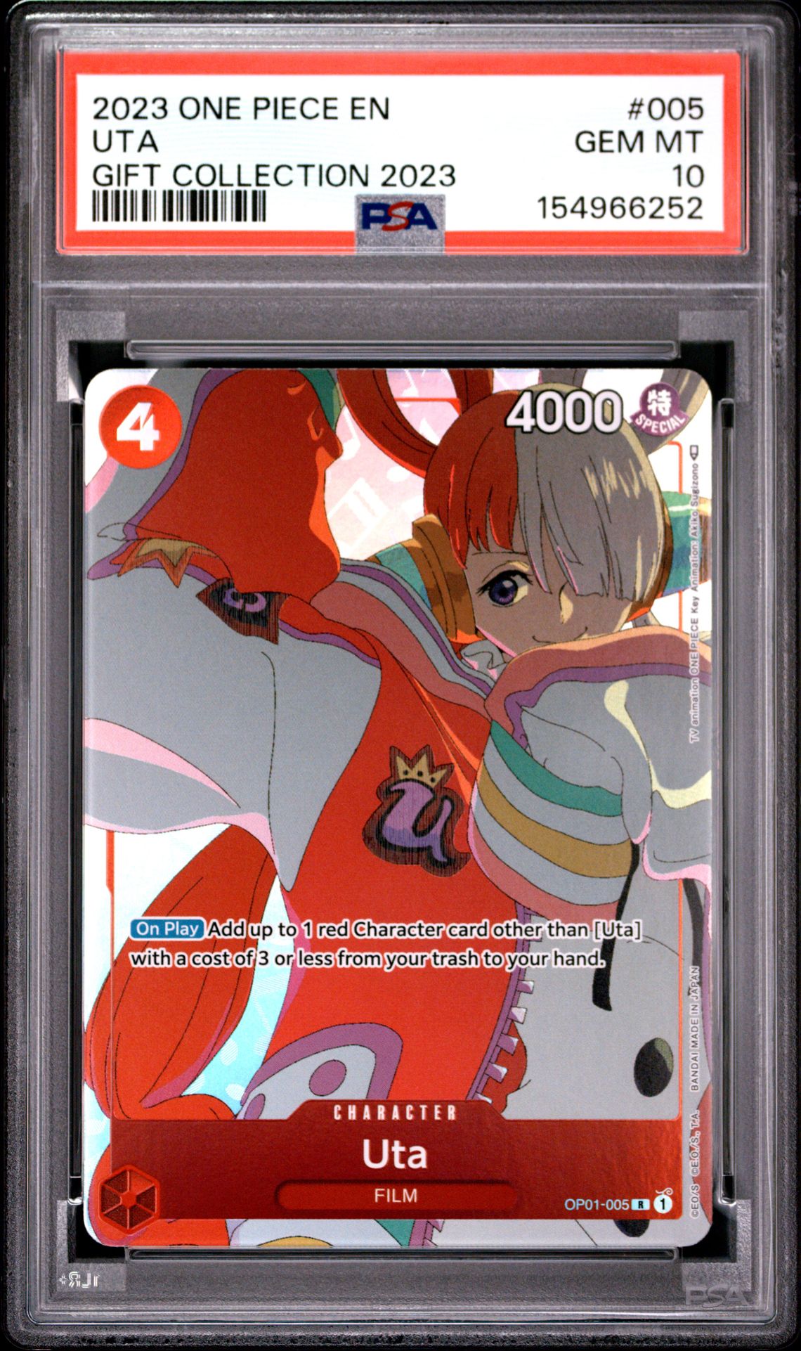 2023 One Piece Gift Collection 2023 Uta #005 (Gift Collection 2023) Gem Mt 10 front view - PSA graded GEM MT 10