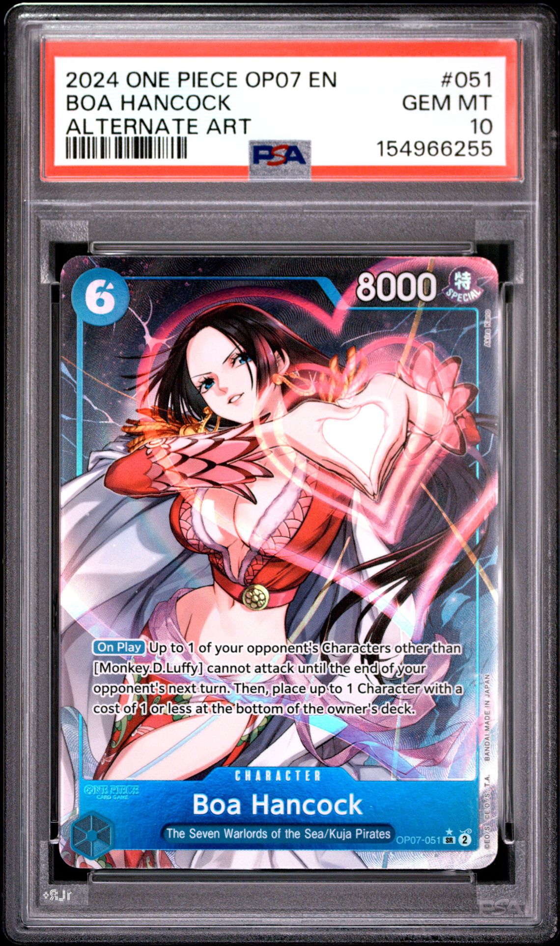2024 One Piece Op07-500 Years In The Future Boa Hancock #051 (Alternate Art) Gem Mt 10 front view - PSA graded GEM MT 10