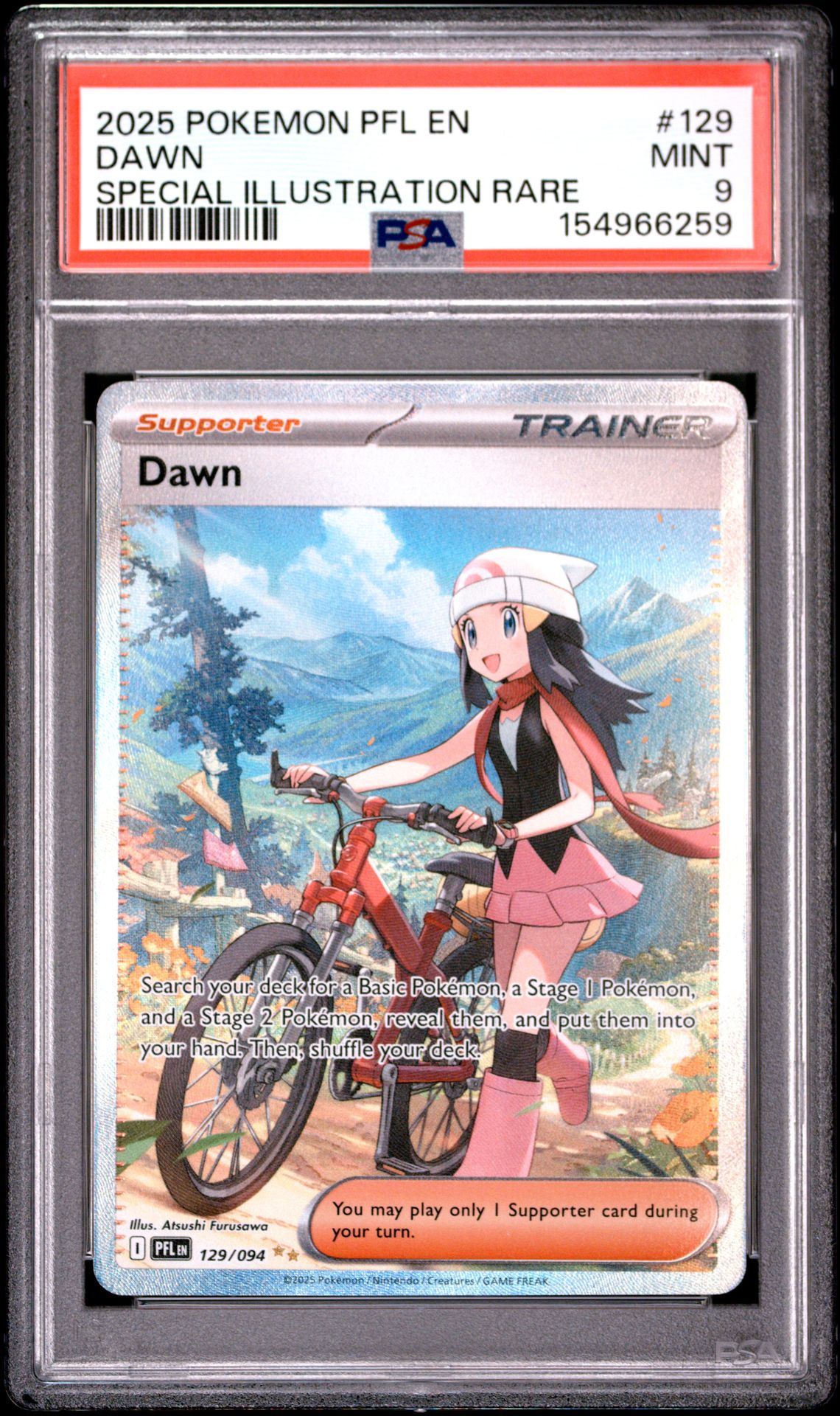 2025 Pokemon Pfl En-Phantasmal Flames Dawn #129 (Special Illustration Rare) Mint 9 front