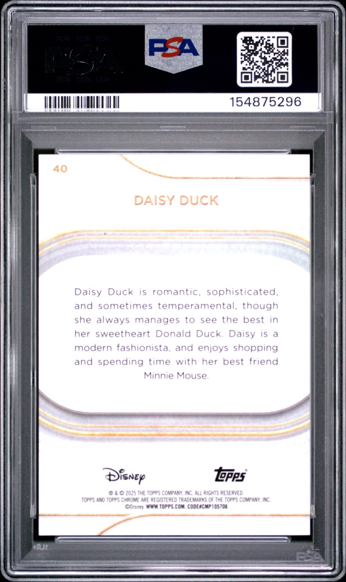 2025 Topps Chrome Disney Sapphire Edition Daisy Duck #40 (Black) Nm-Mt 8 back