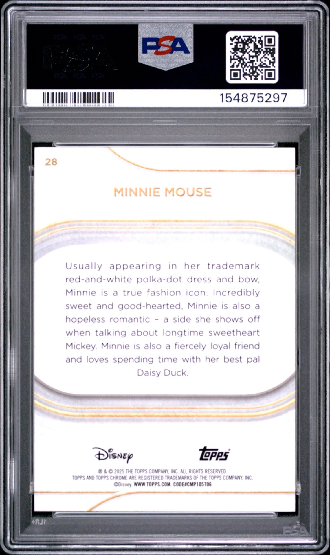2025 Topps Chrome Disney Sapphire Edition Minnie Mouse #28 (Gold) Nm-Mt 8 back