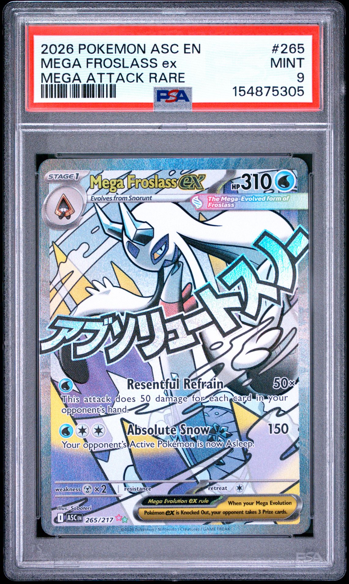 2026 Pokemon Asc En-Ascended Heroes Mega Froslass Ex #265 (Mega Attack Rare) Mint 9 front