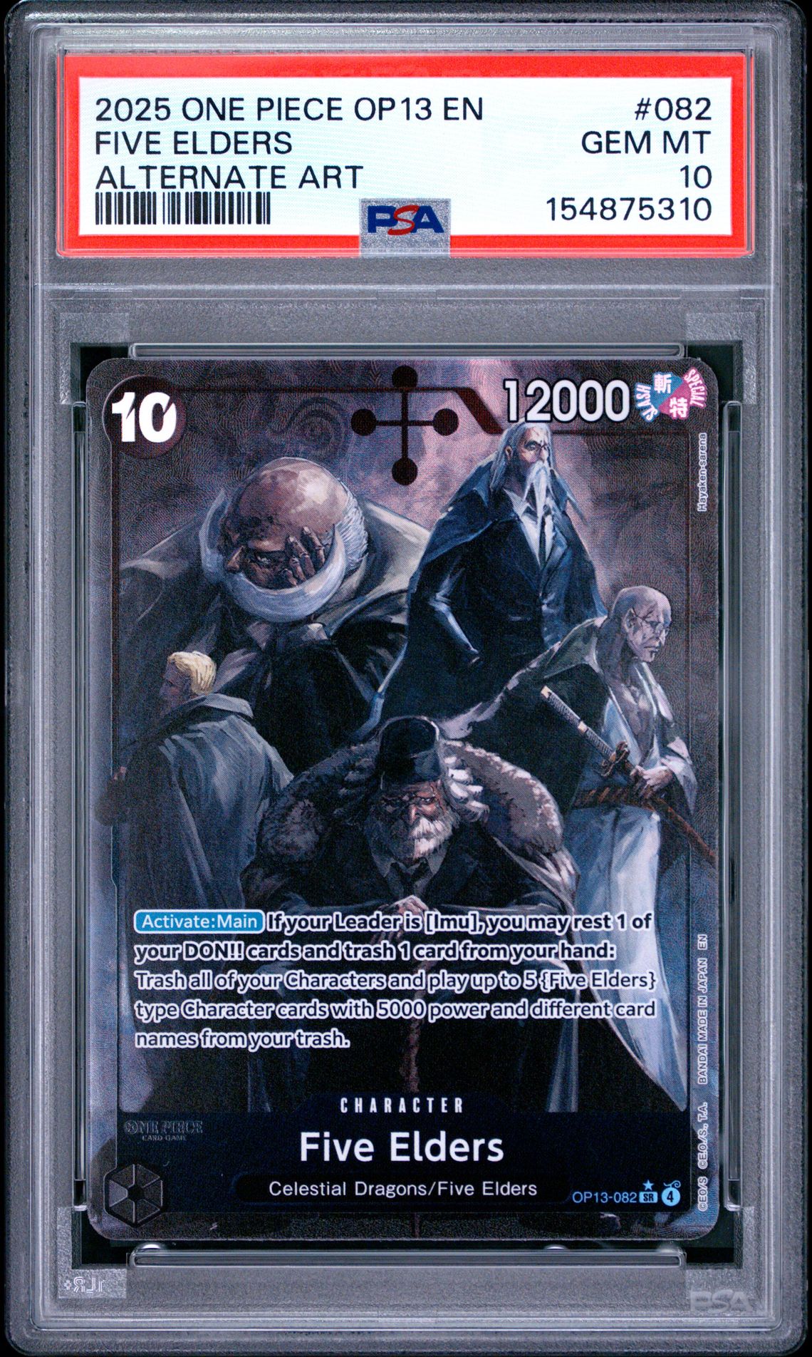 2025 One Piece Op13-Carrying On His Will Five Elders #082 (Alternate Art) Gem Mt 10 front