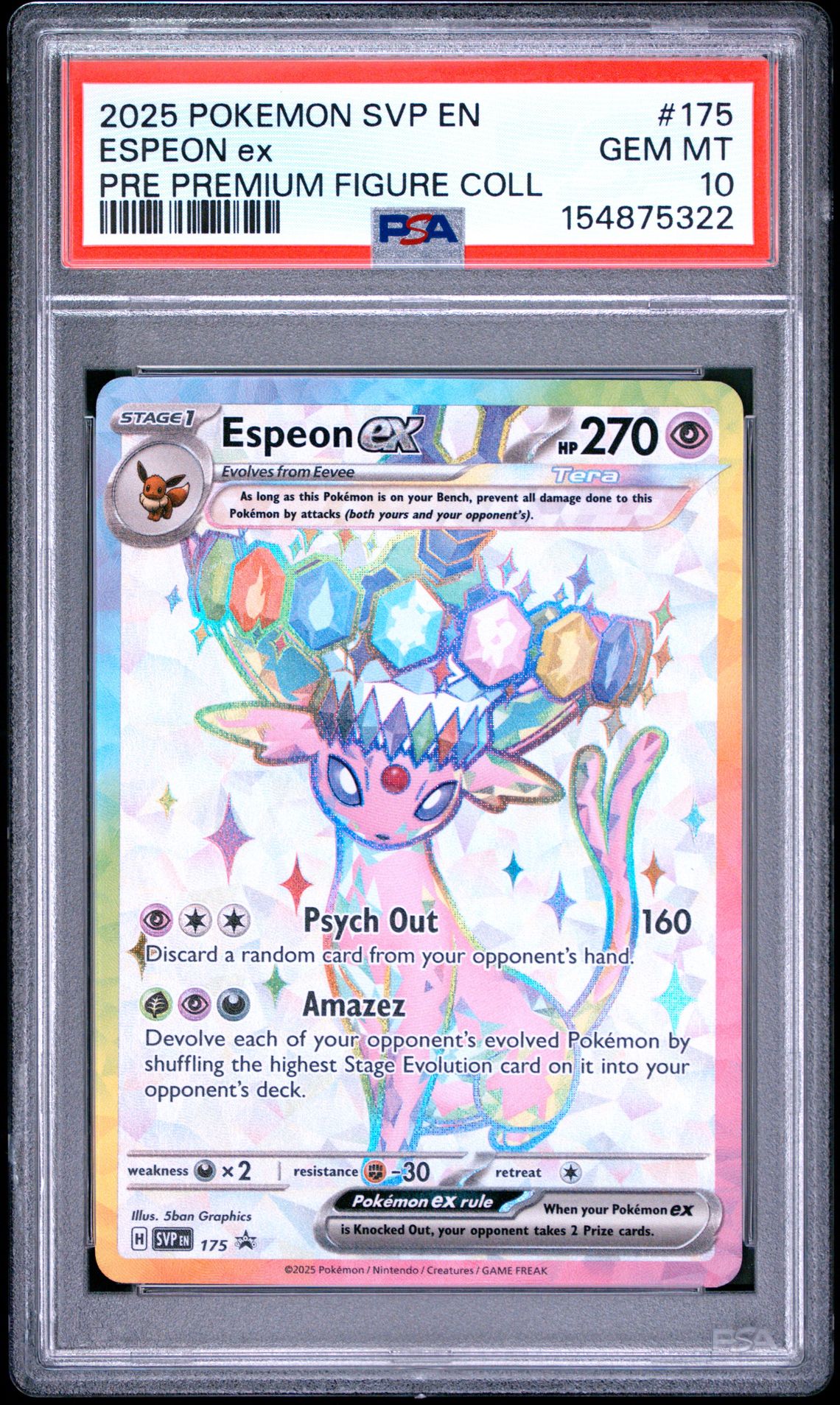2025 Pokemon Svp En-Sv Black Star Promo Espeon Ex #175 (Pre Premium Figure Coll) Gem Mt 10 front