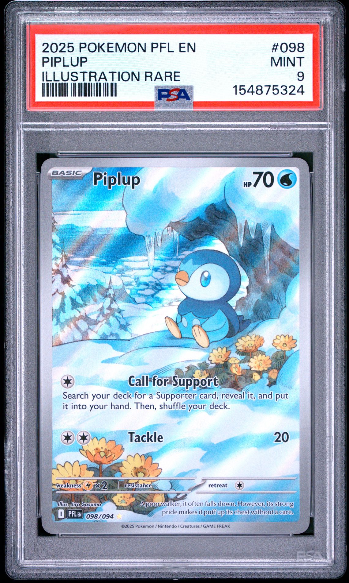 2025 Pokemon Pfl En-Phantasmal Flames Piplup #098 (Illustration Rare) Mint 9 front