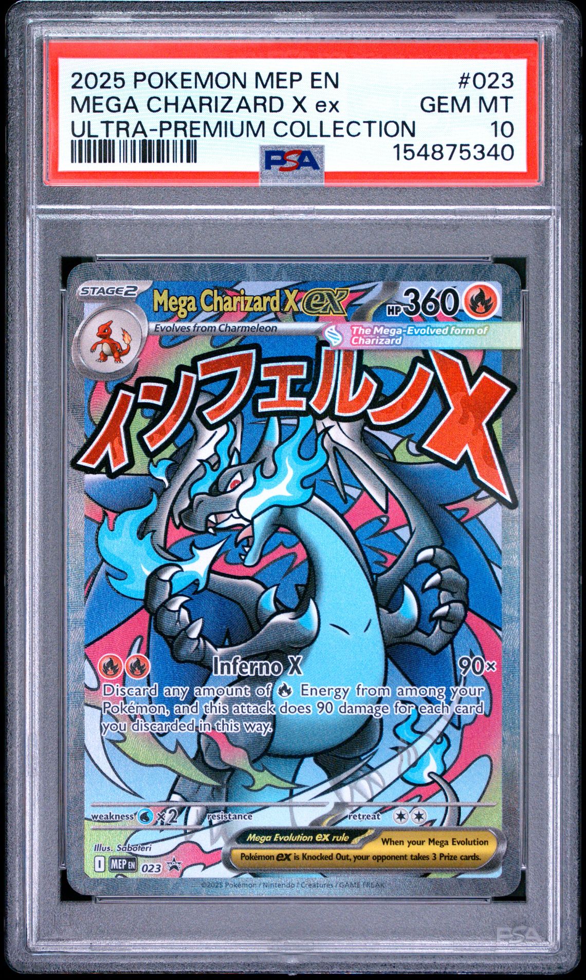 2025 Pokemon Mep En-Me Black Star Promo Mega Charizard X Ex #023 (Ultra-Premium Collection) Gem Mt 10 front