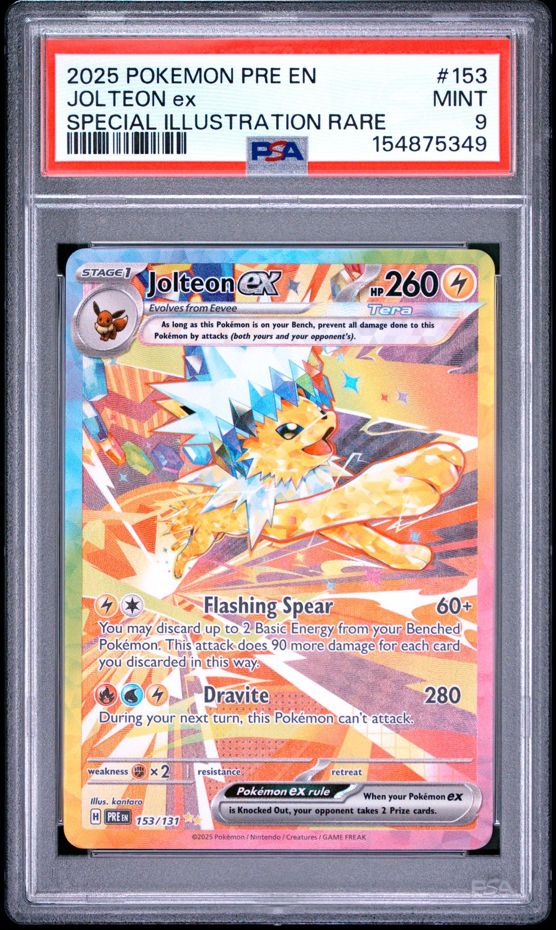2025 Pokemon Pre En-Prismatic Evolutions Jolteon Ex #153 (Special Illustration Rare) Mint 9 front