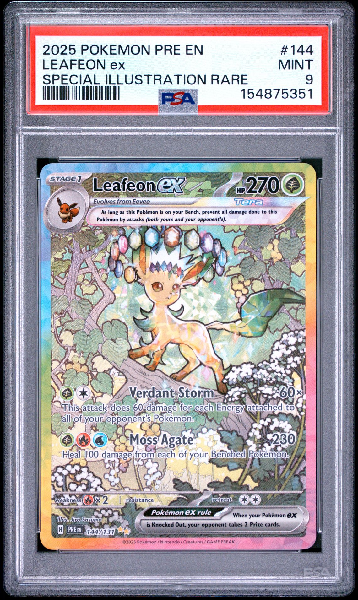 2025 Pokemon Pre En-Prismatic Evolutions Leafeon Ex #144 (Special Illustration Rare) Mint 9 front
