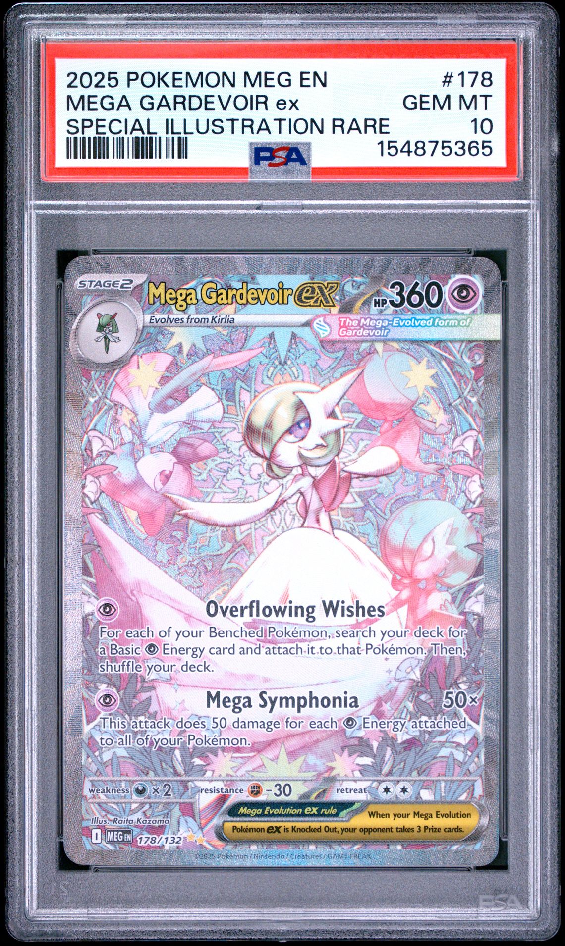 2025 Pokemon Meg En-Mega Evolution Mega Gardevoir Ex #178 (Special Illustration Rare) Gem Mt 10 front view - PSA graded GEM MT 10