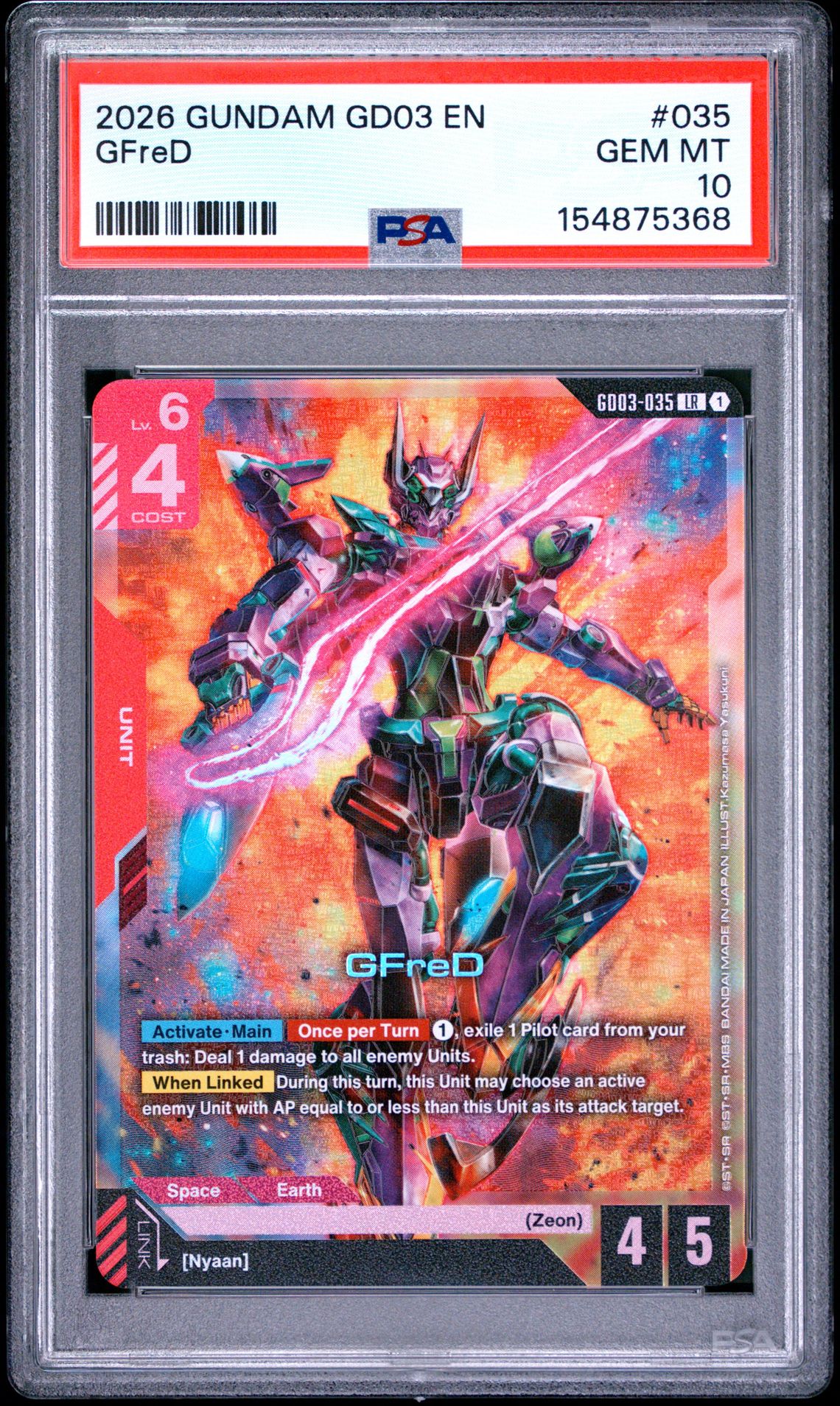 2026 Gundam Gd03-Steel Requiem Gfred #035 Gem Mt 10 front