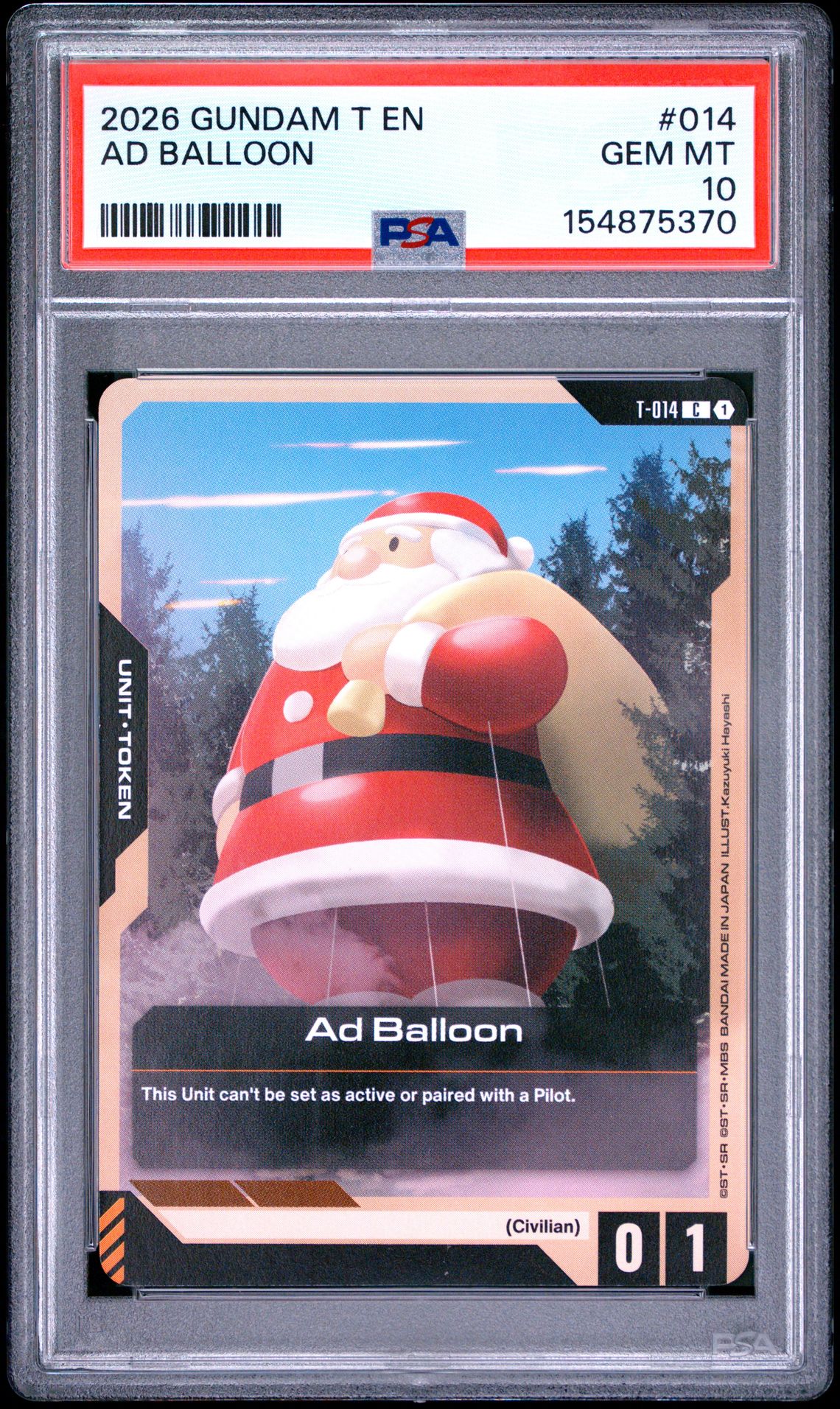 2026 Gundam T-Tokens Ad Balloon #014 Gem Mt 10 front
