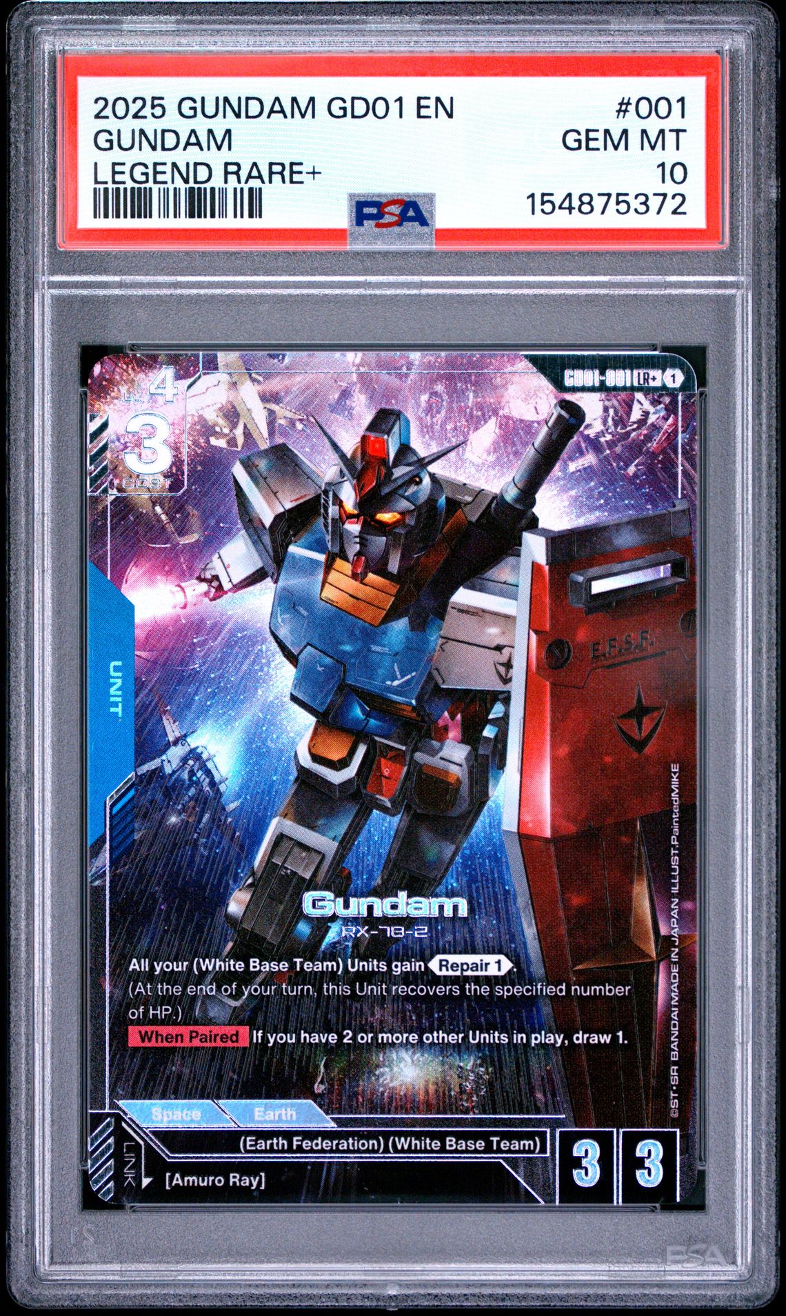 2025 Gundam Newtype Rising Gundam #001 (Legend Rare+) Gem Mt 10 front