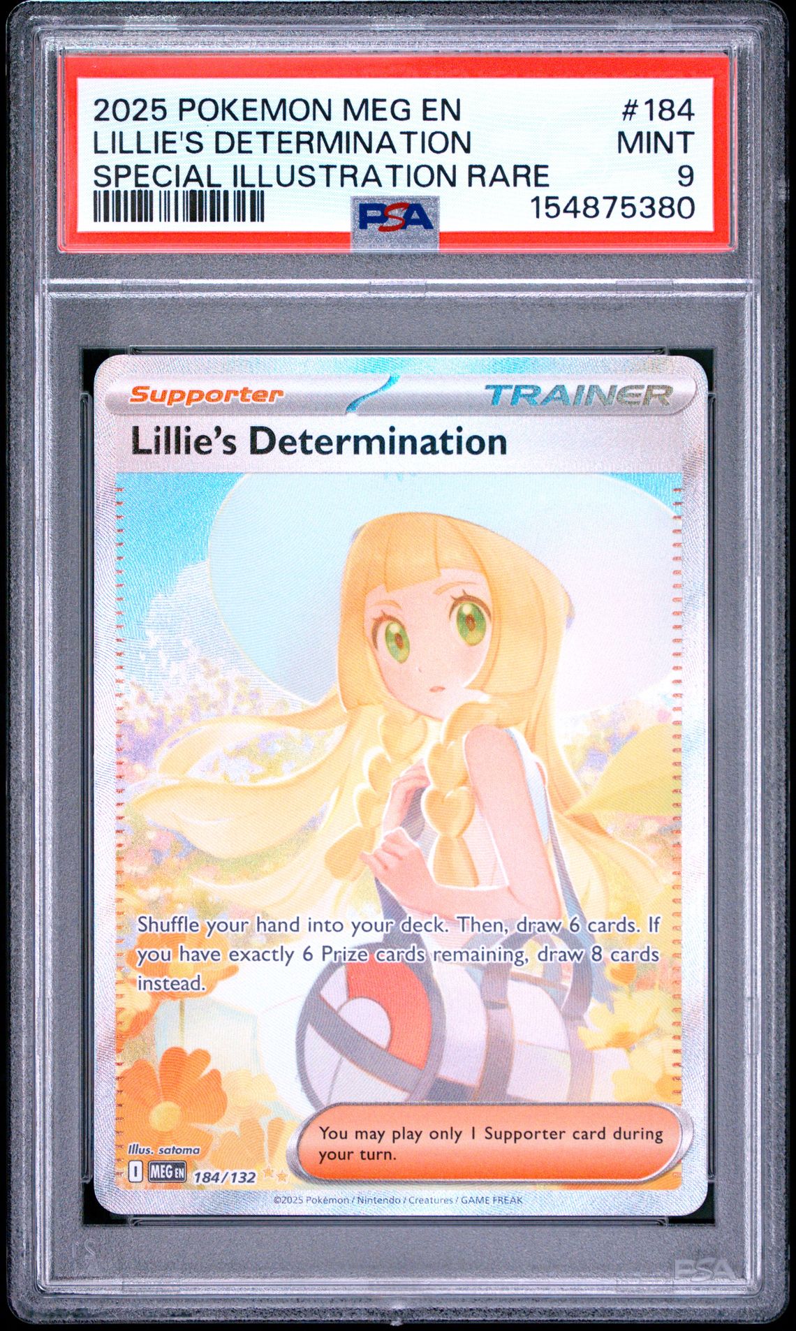 2025 Pokemon Meg En-Mega Evolution Lillie's Determination #184 (Special Illustration Rare) Mint 9 front