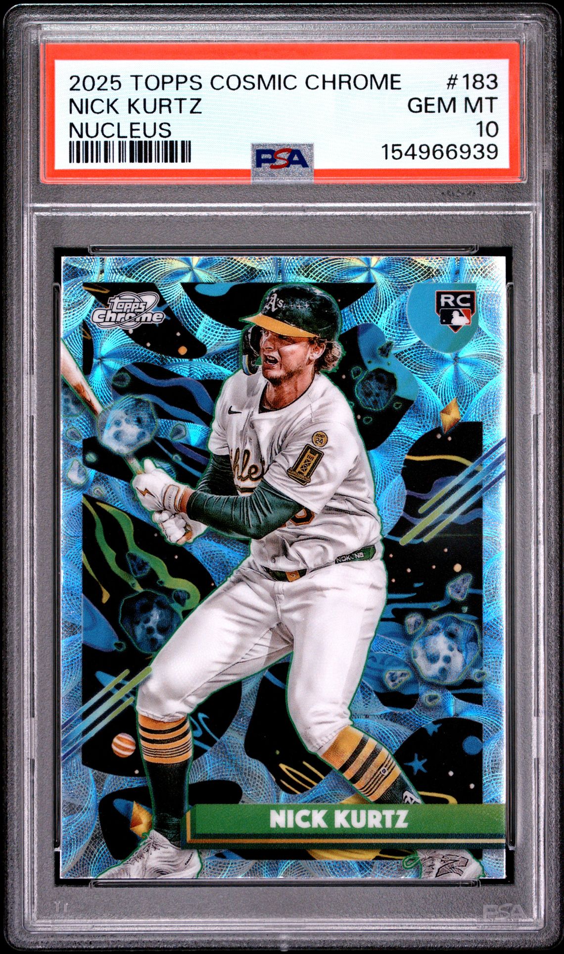 2025 Topps Cosmic Chrome Nick Kurtz #183 (Nucleus) Gem Mt 10 front view - PSA graded GEM MT 10