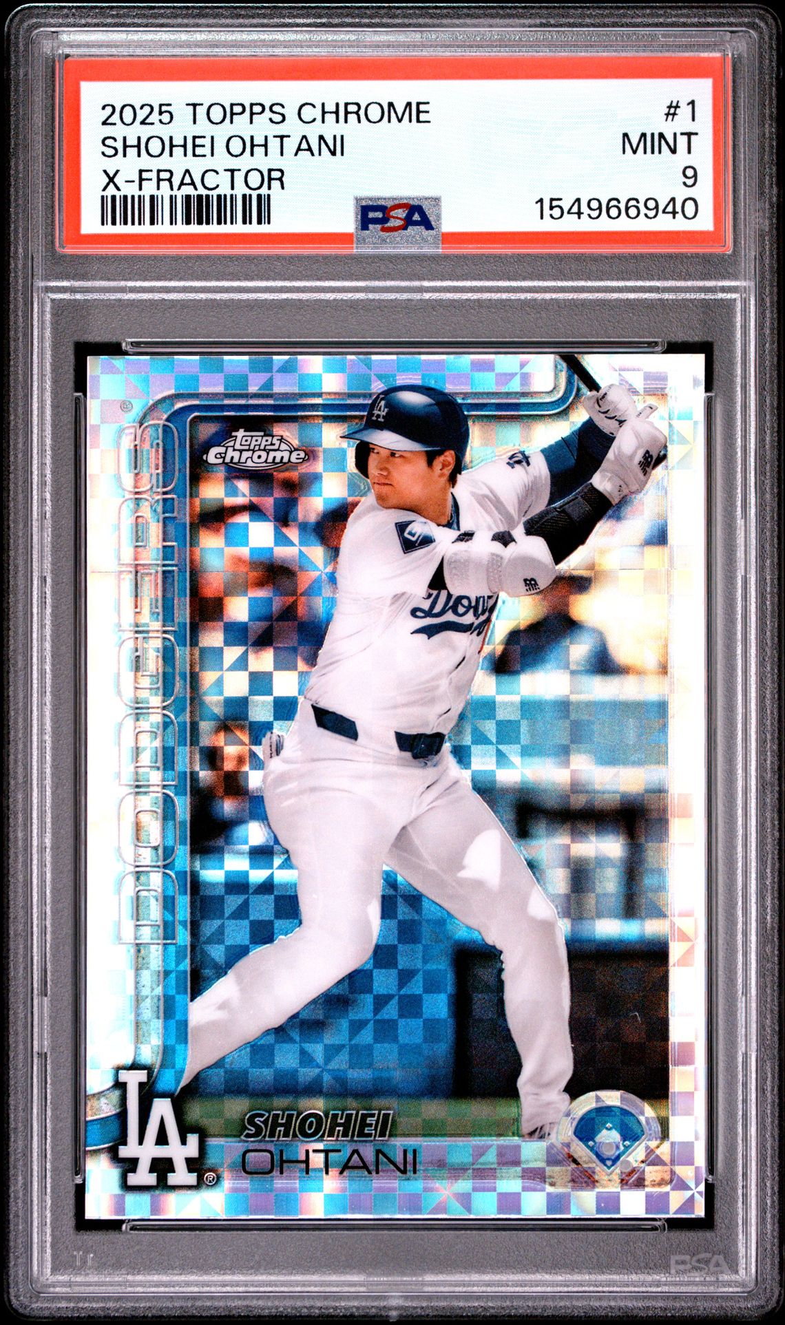 2025 Topps Chrome Shohei Ohtani #1 (X-Fractor) Mint 9 front