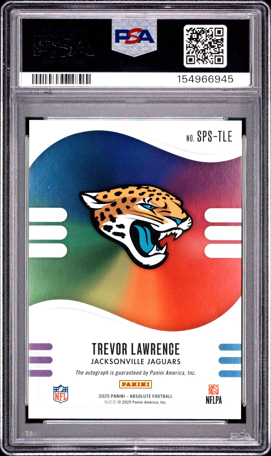 2025 Panini Absolute Spectrum Signatures Trevor Lawrence #Sps-Tle Mint 9 back