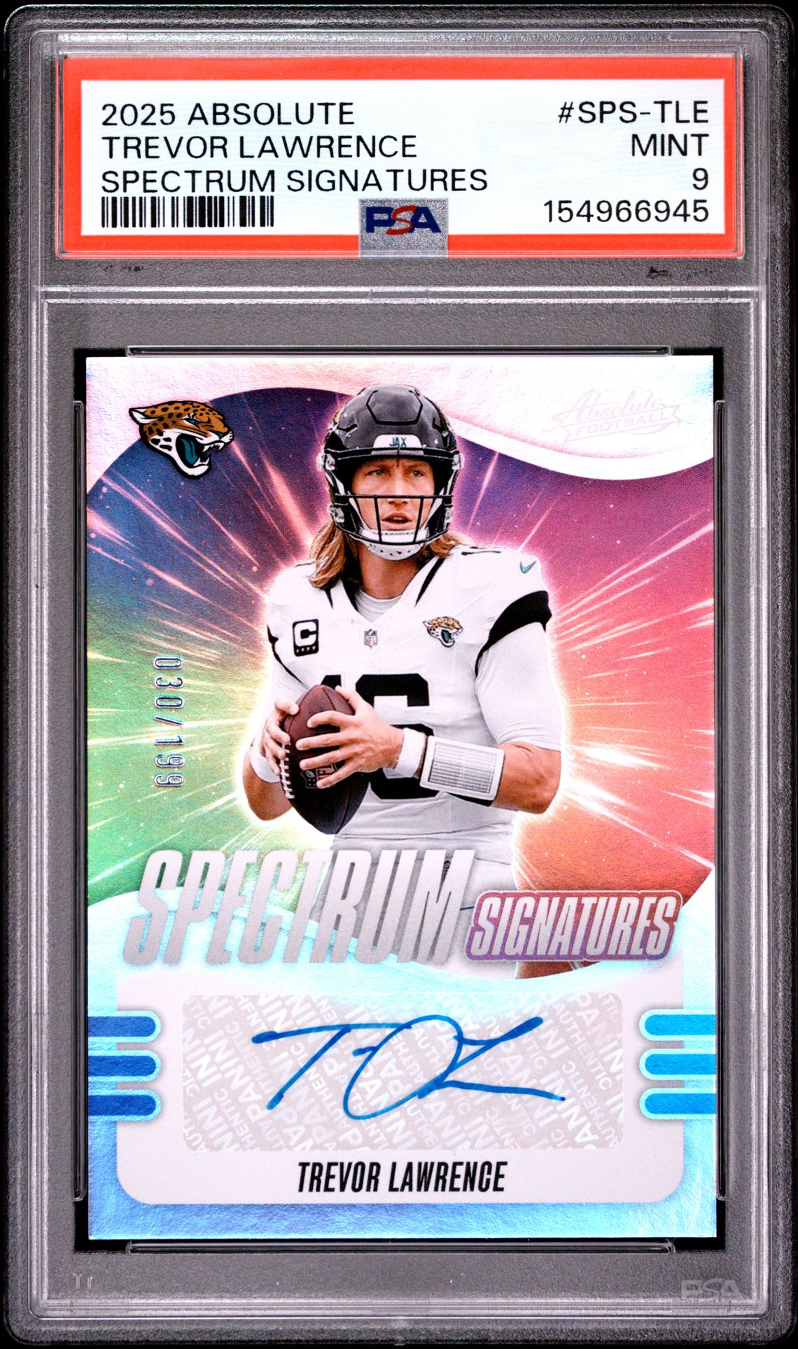 2025 Panini Absolute Spectrum Signatures Trevor Lawrence #Sps-Tle Mint 9 front