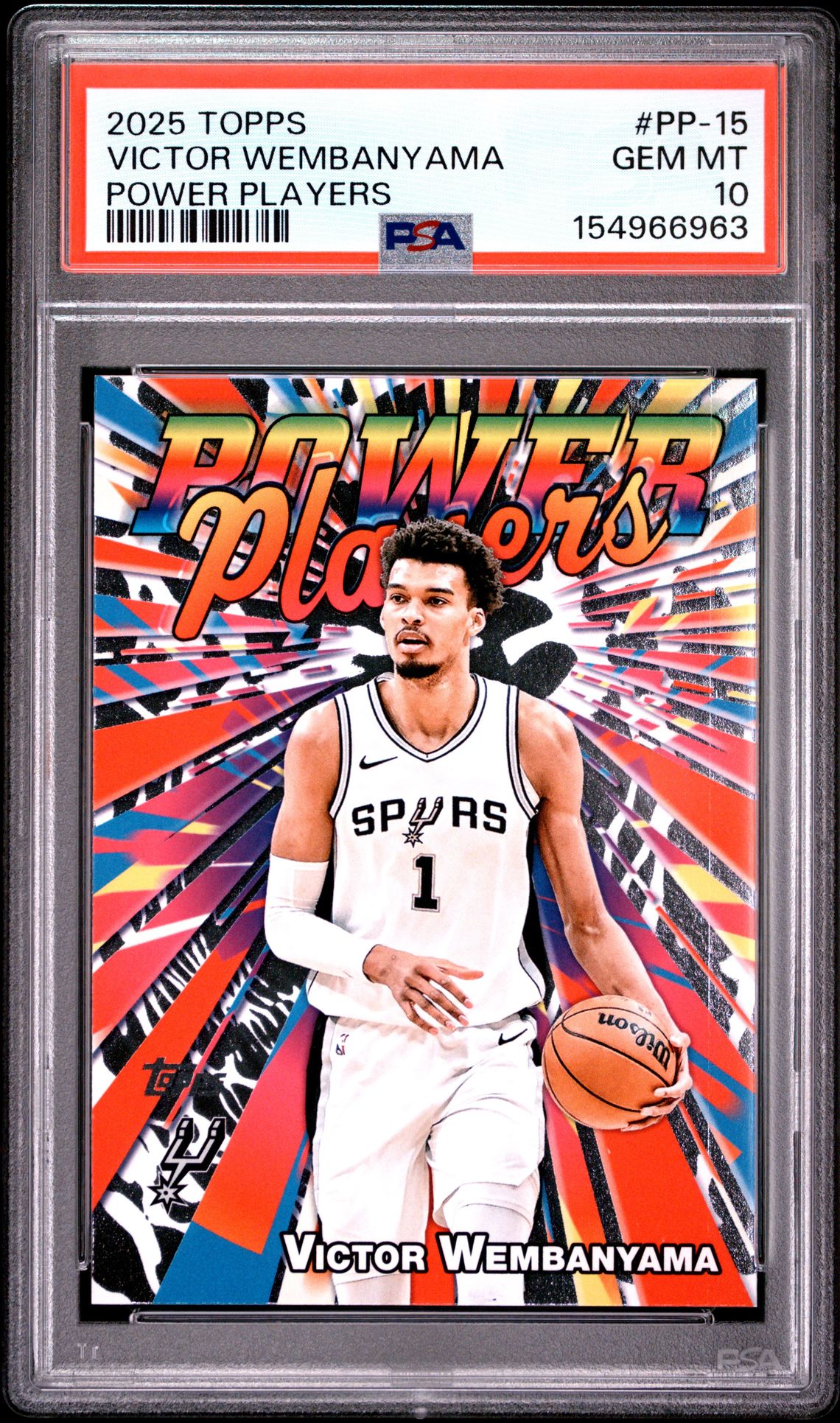 2025 Topps Power Players Victor Wembanyama #Pp-15 Gem Mt 10 front view - PSA graded GEM MT 10