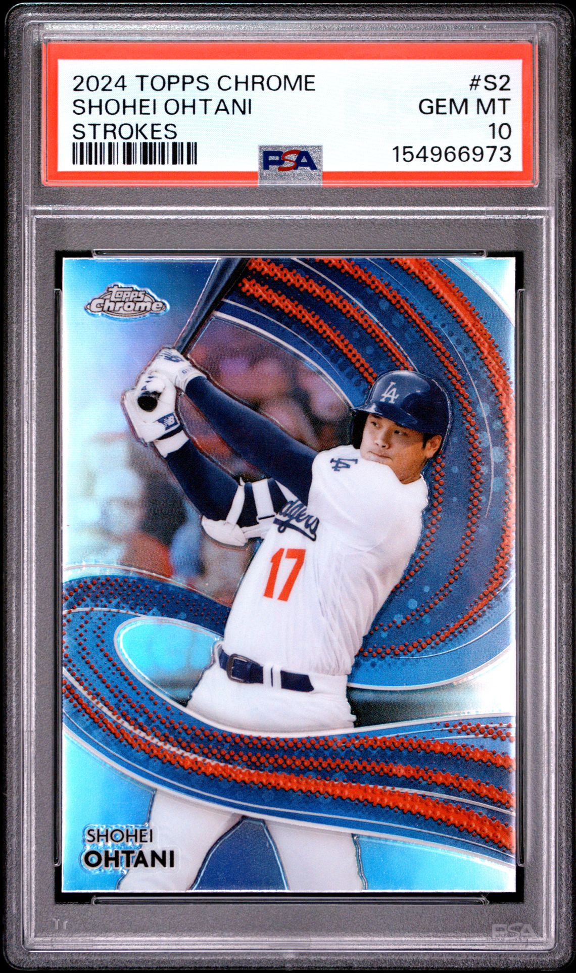 2024 Topps Chrome Strokes Shohei Ohtani #S2 Gem Mt 10 front view - PSA graded GEM MT 10