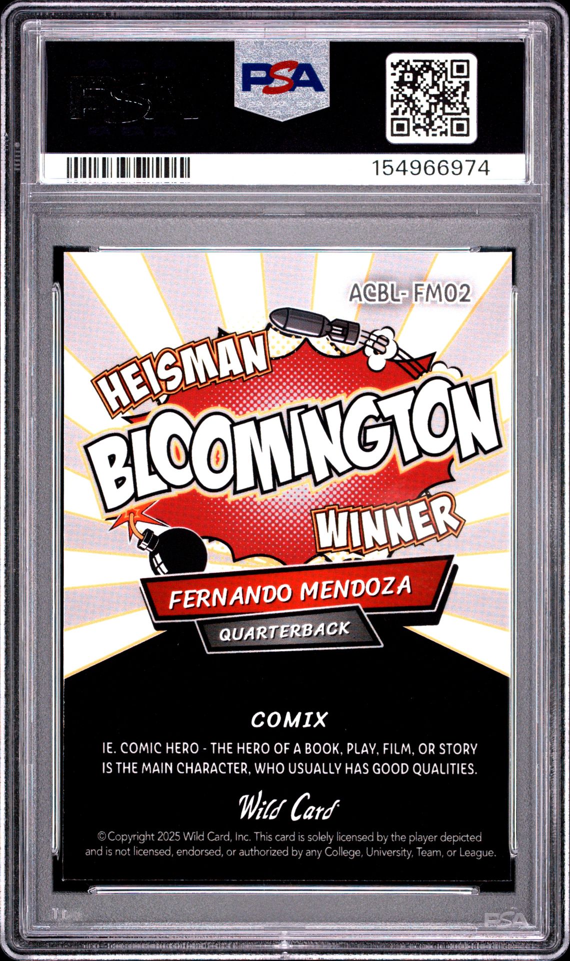 2025 Wild Card Alumination Comix Fernando Mendoza Fernando Mendoza #Fm02 (Bl-Ms-Cream/Gs/Gray) Mint 9 back