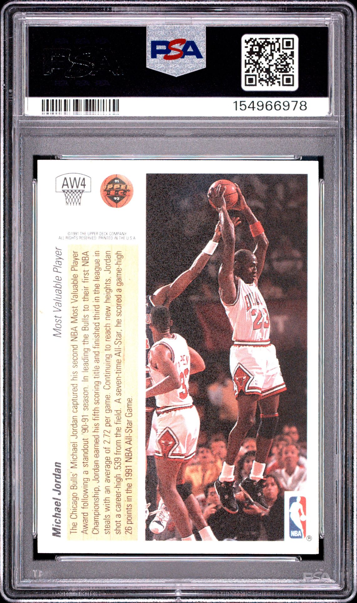 1991 Upper Deck Award Winner Hologram Michael Jordan #Aw4 (Holograms) Nm-Mt 8 back