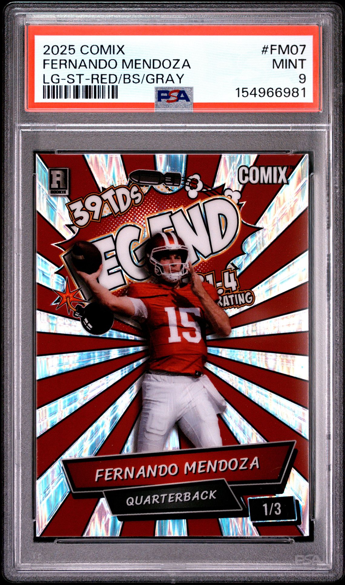 2025 Wild Card Alumination Comix Fernando Mendoza Fernando Mendoza #Fm07 (Lg-St-Red/Bs/Gray) Mint 9 front