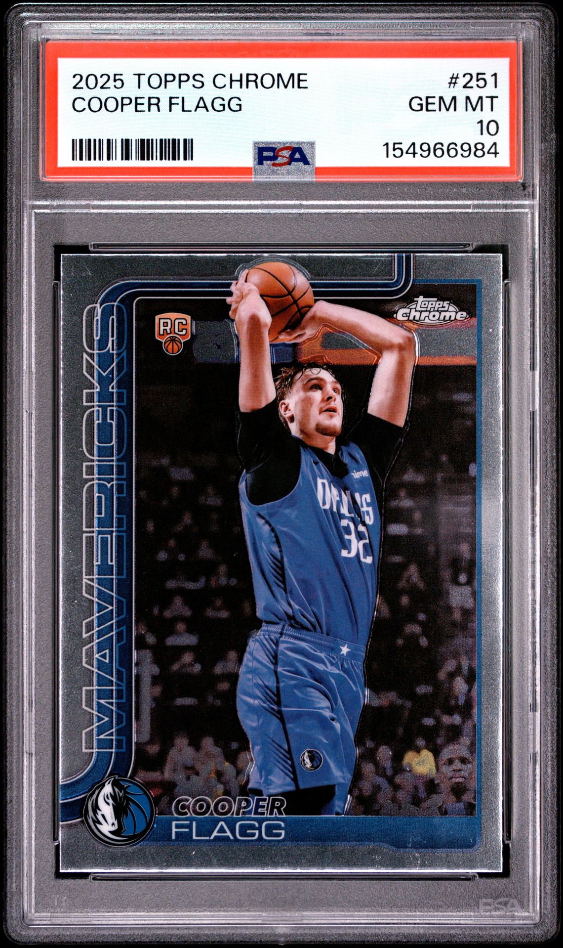 2025 Topps Chrome Cooper Flagg #251 Gem Mt 10 front view - PSA graded GEM MT 10