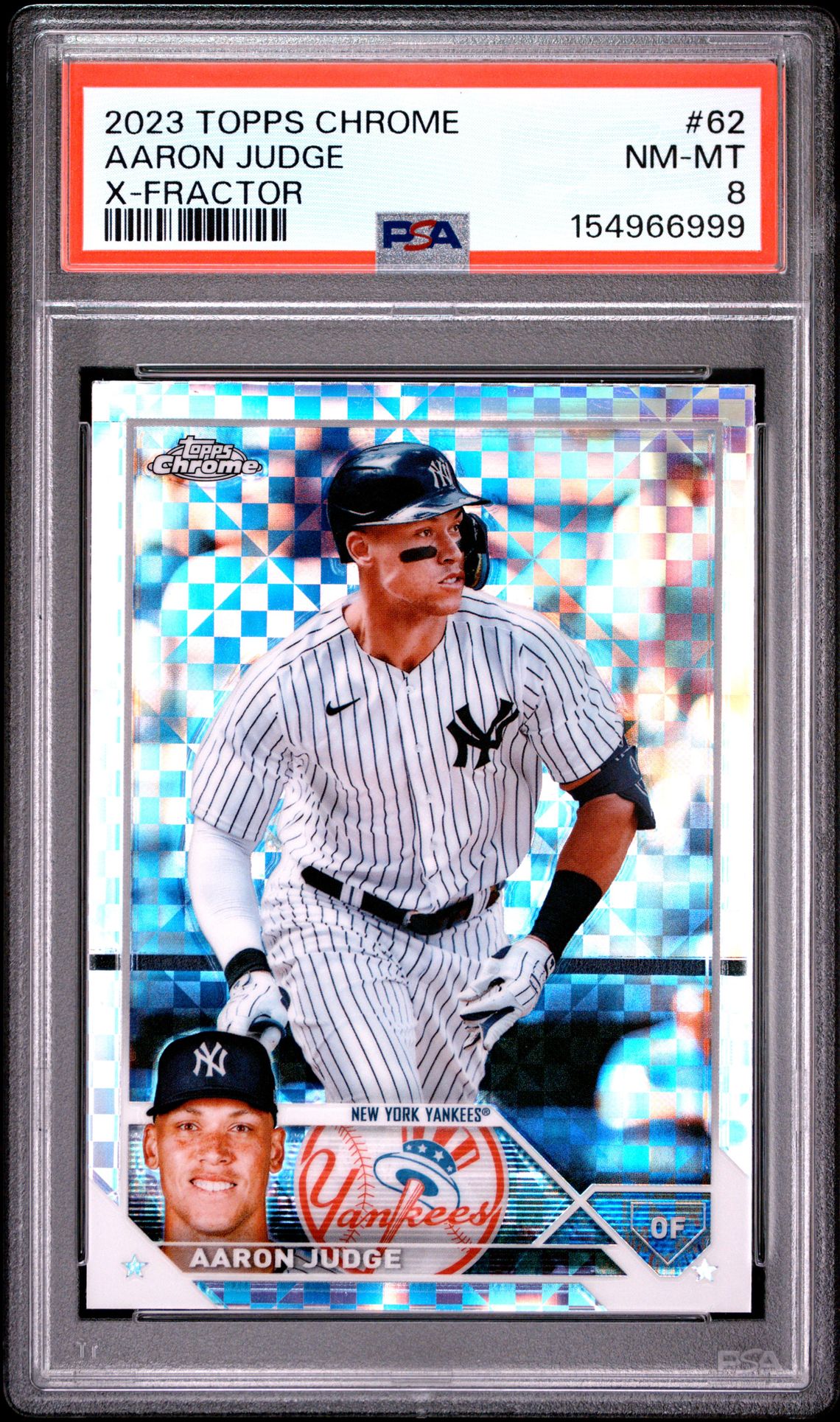 2023 Topps Chrome Aaron Judge #62 (X-Fractor) Nm-Mt 8 front