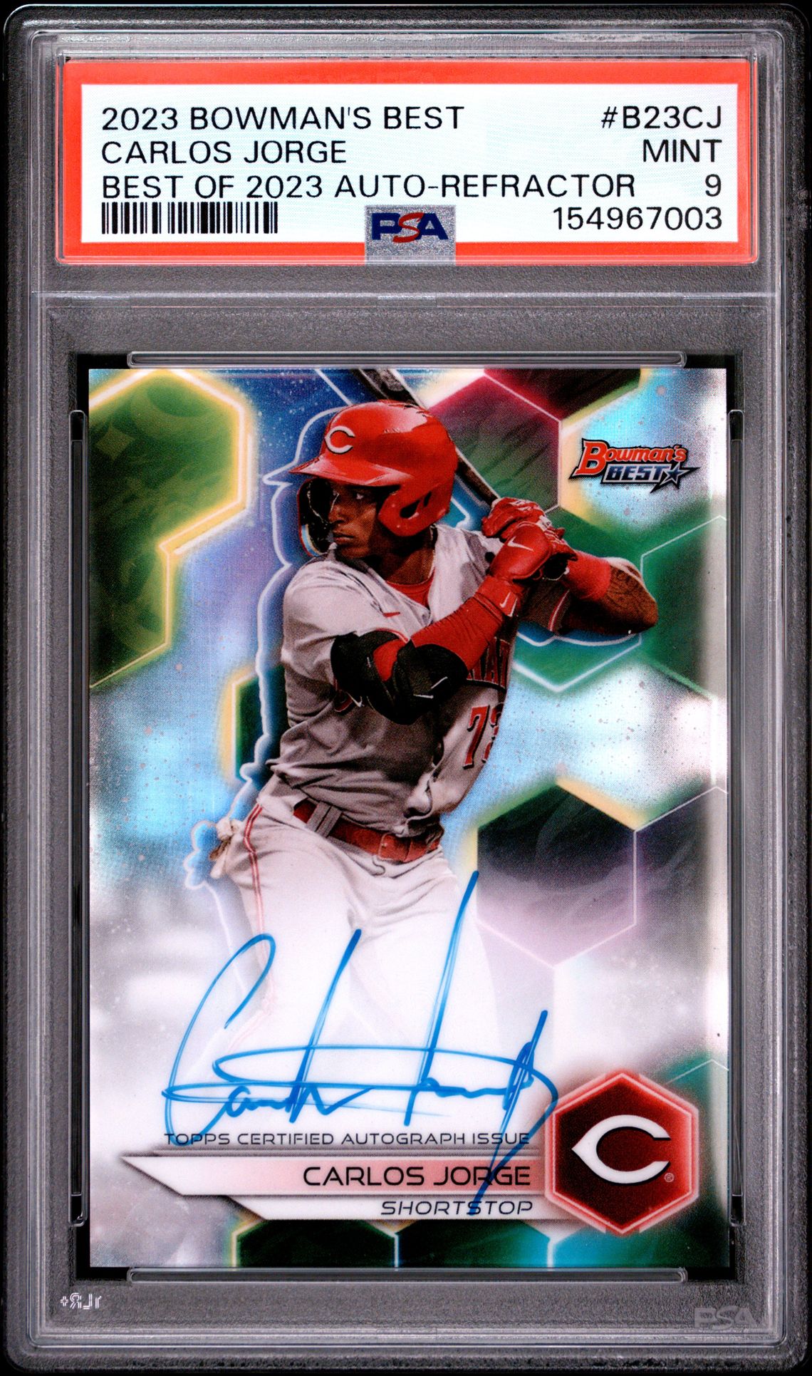 2023 Bowman's Best Best Of 2023 Autographs Carlos Jorge #B23Cj (Best Of 2023 Auto-Refractor) Mint 9 front