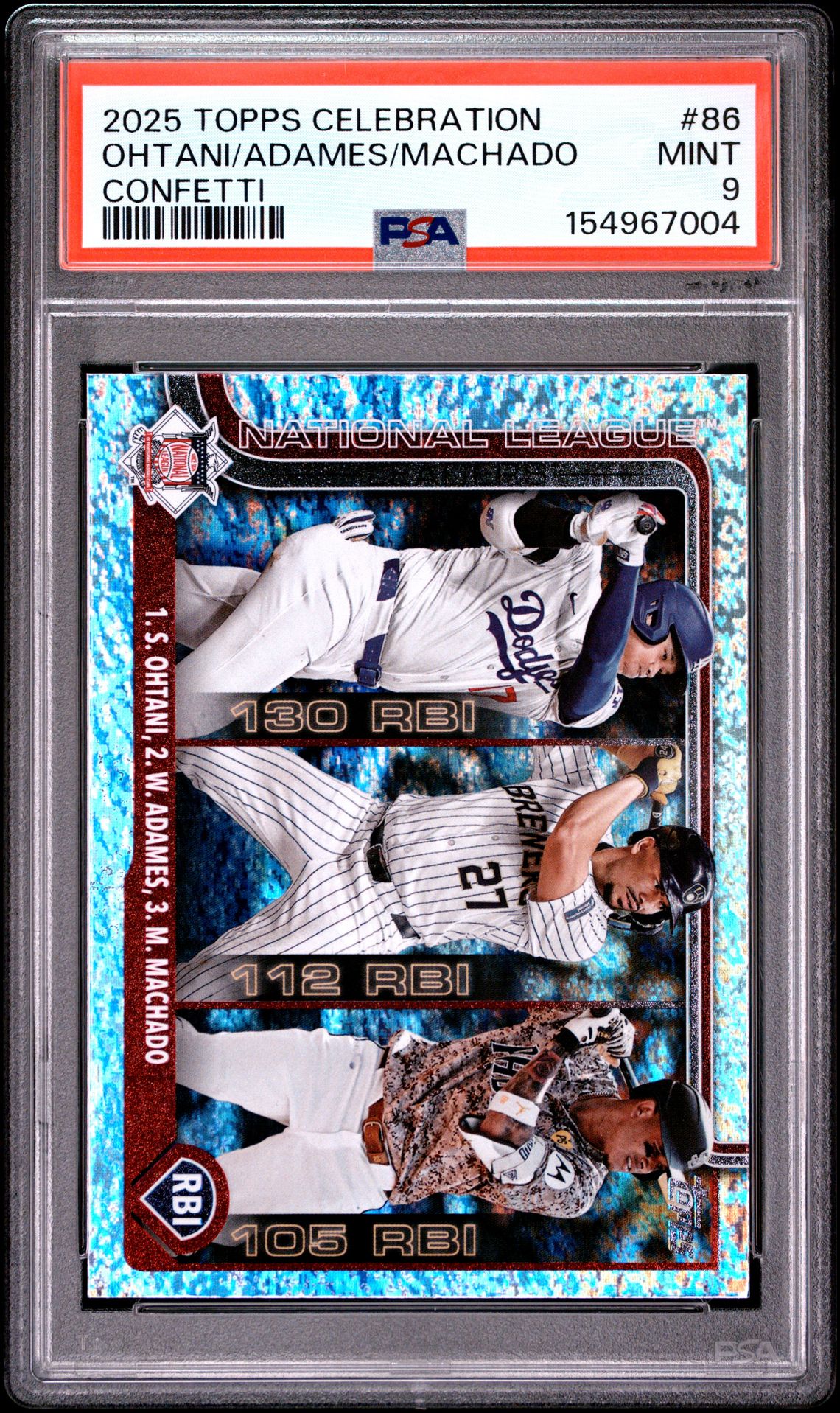 2025 Topps Ohtani/Adames/Machado #86 (Confetti) Mint 9 front