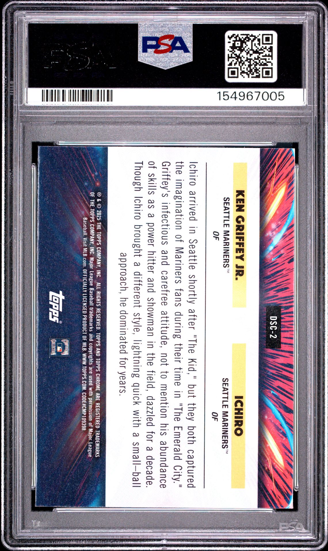 2025 Topps Cosmic Chrome Dual Star Clusters Griffey Jr./Ichiro #2 Mint 9 back