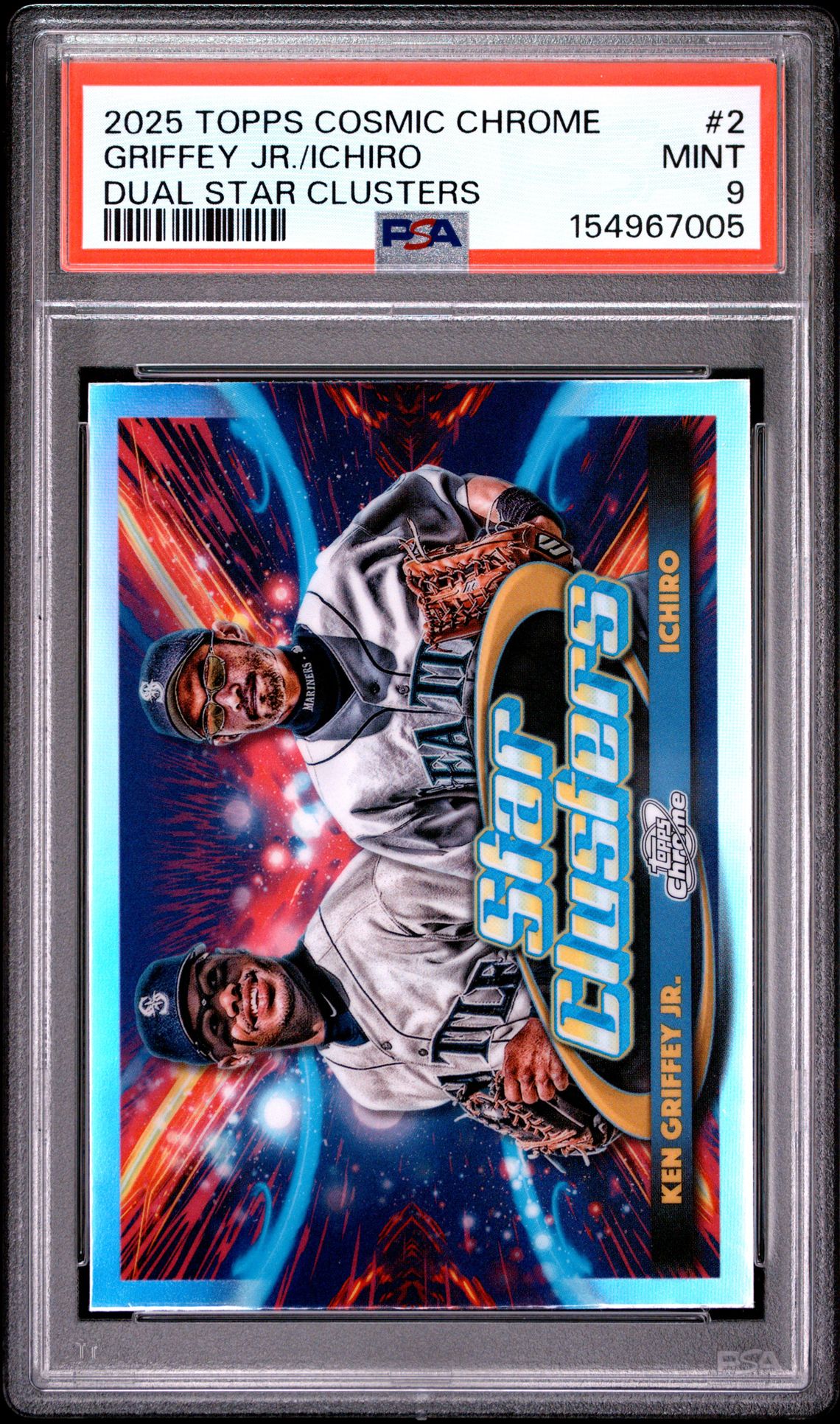 2025 Topps Cosmic Chrome Dual Star Clusters Griffey Jr./Ichiro #2 Mint 9 front