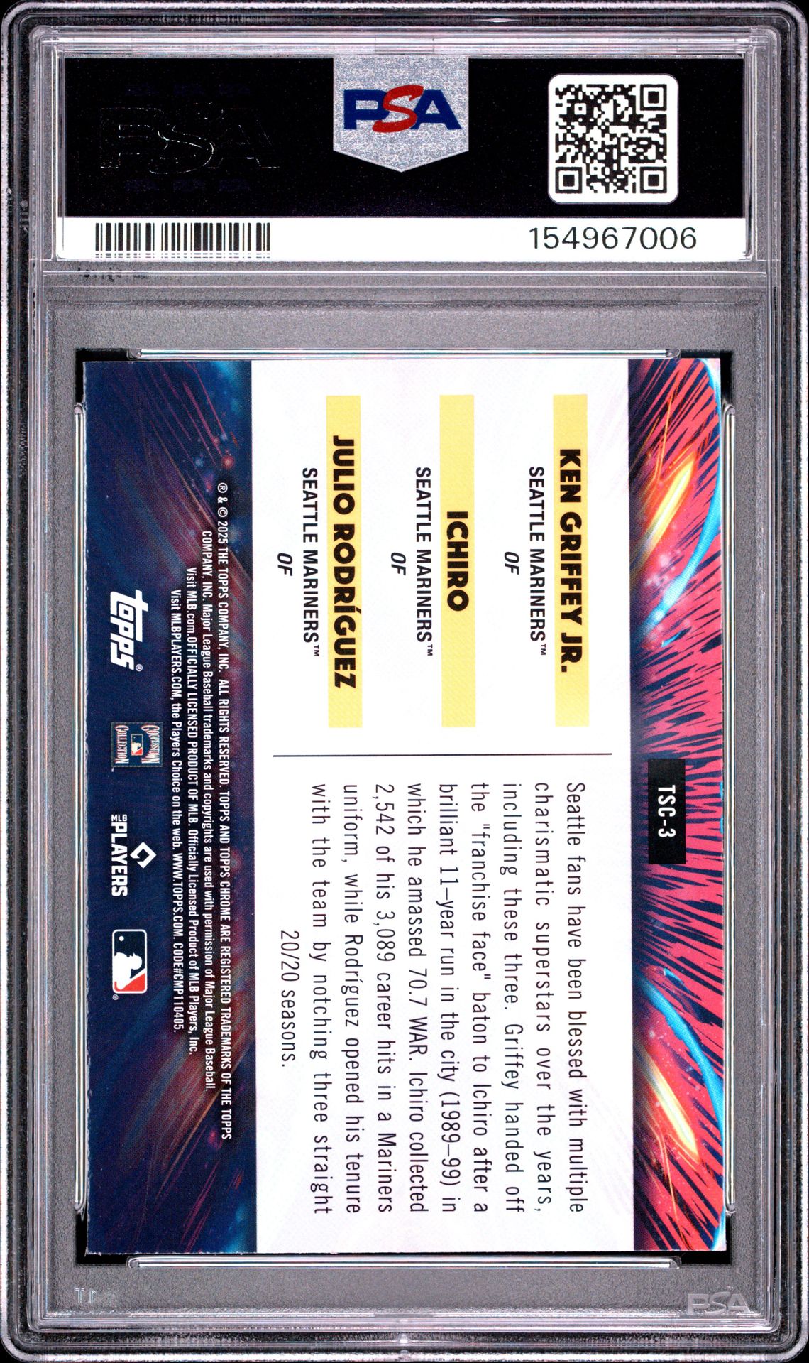 2025 Topps Cosmic Chrome Triple Star Clusters Grffy Jr./Ichro/Rdrgz #3 Mint 9 back