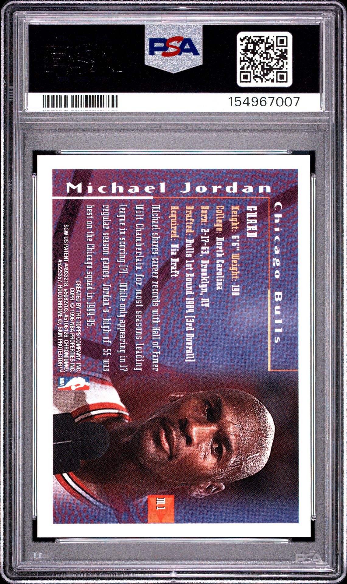 1995 Finest Mystery Michael Jordan #M1 (Mystery) Mint 9 back