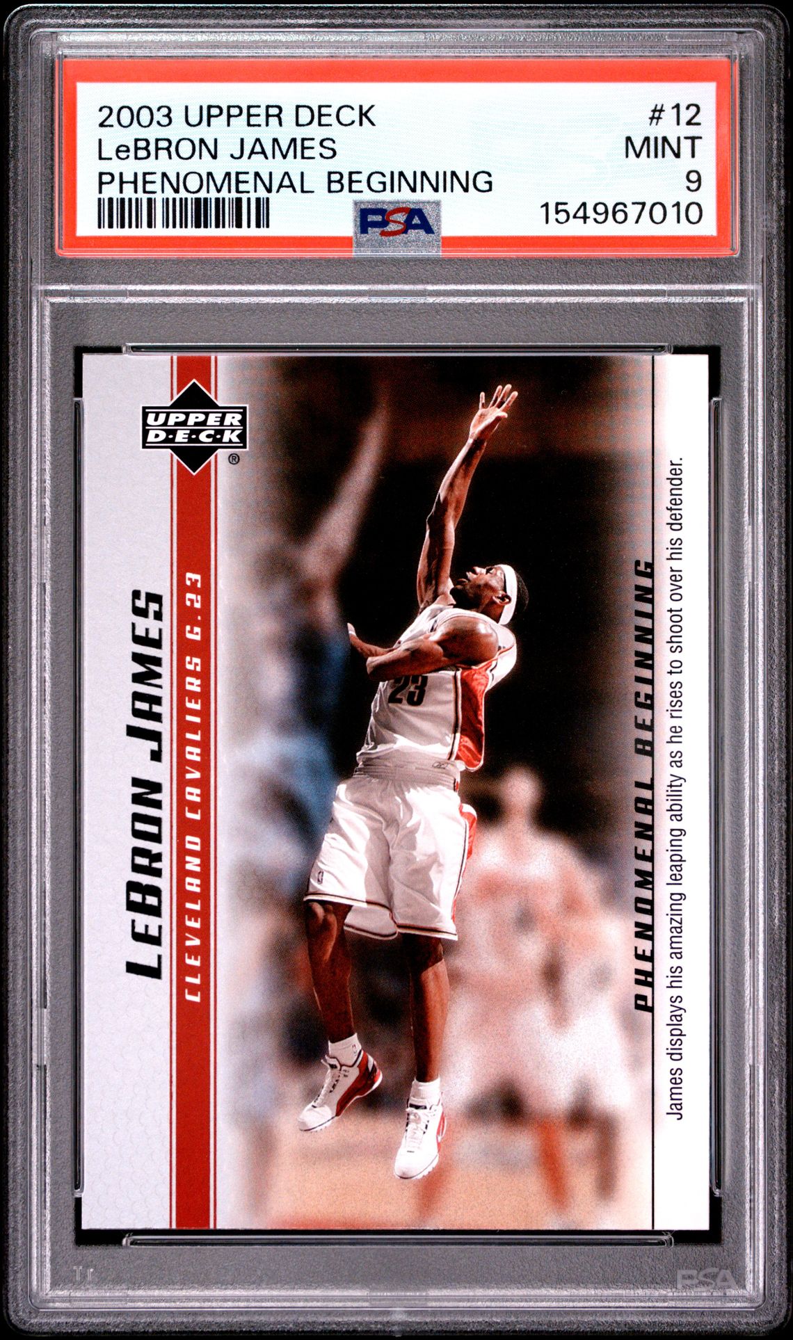 2003 Upper Deck Lebron James Phenomenal Beginnings Lebron James #12 (Phenomenal Beginning) Mint 9 front