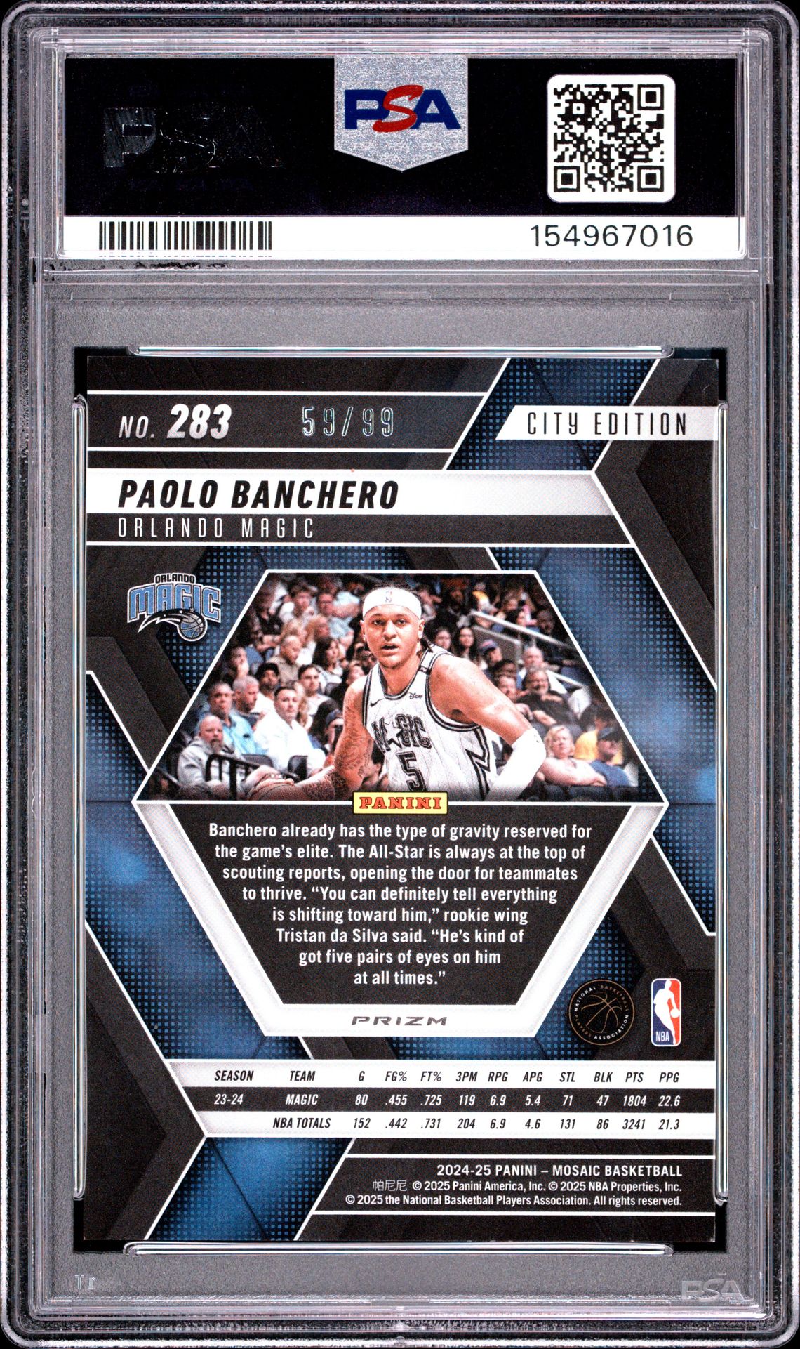 2024 Panini Mosaic Paolo Banchero #283 (Red Fast Break) Mint 9 back