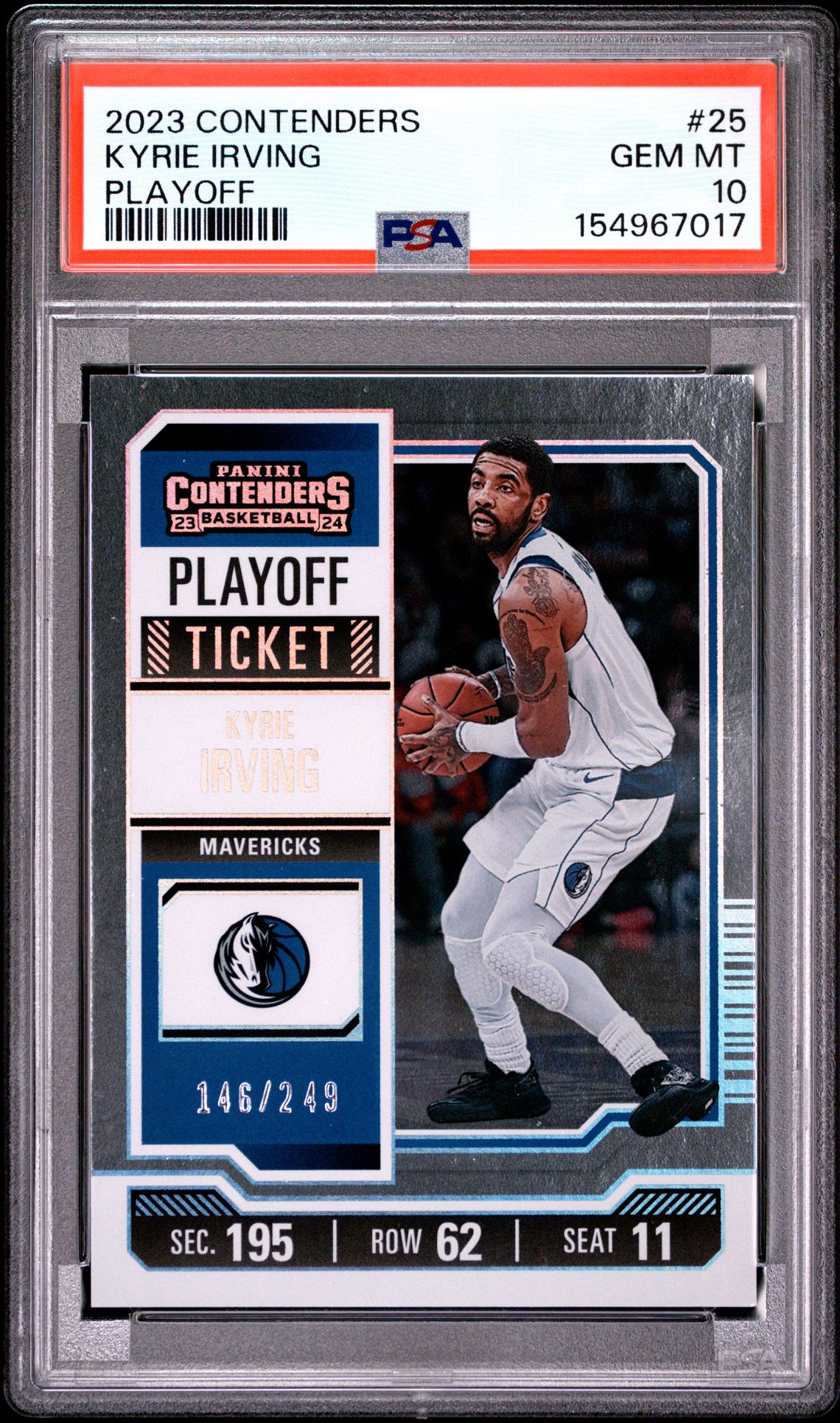 2023 Panini Contenders Kyrie Irving #25 (Playoff) Gem Mt 10 front view - PSA graded GEM MT 10