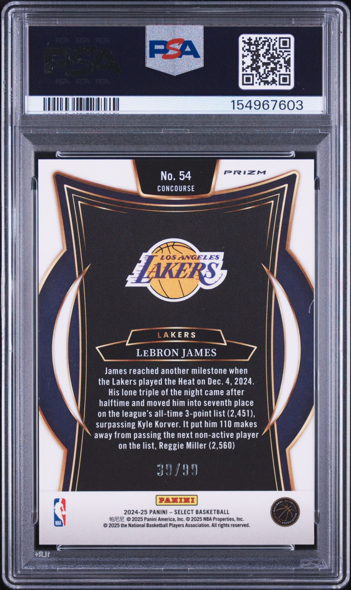 2024 Panini Select Lebron James #54 (Light Blue Disco) Mint 9 back